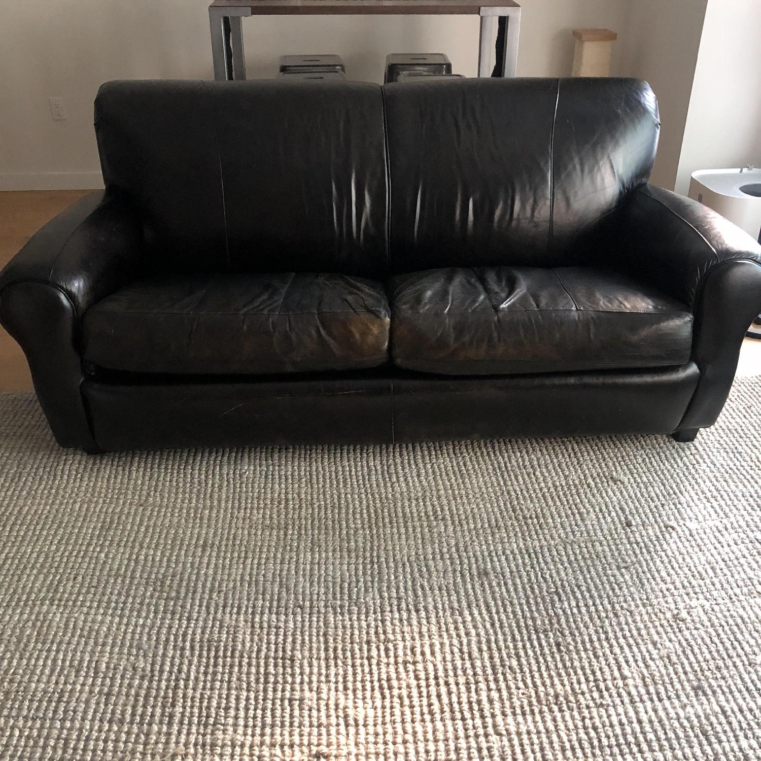 Black Leather Sofa - image-1