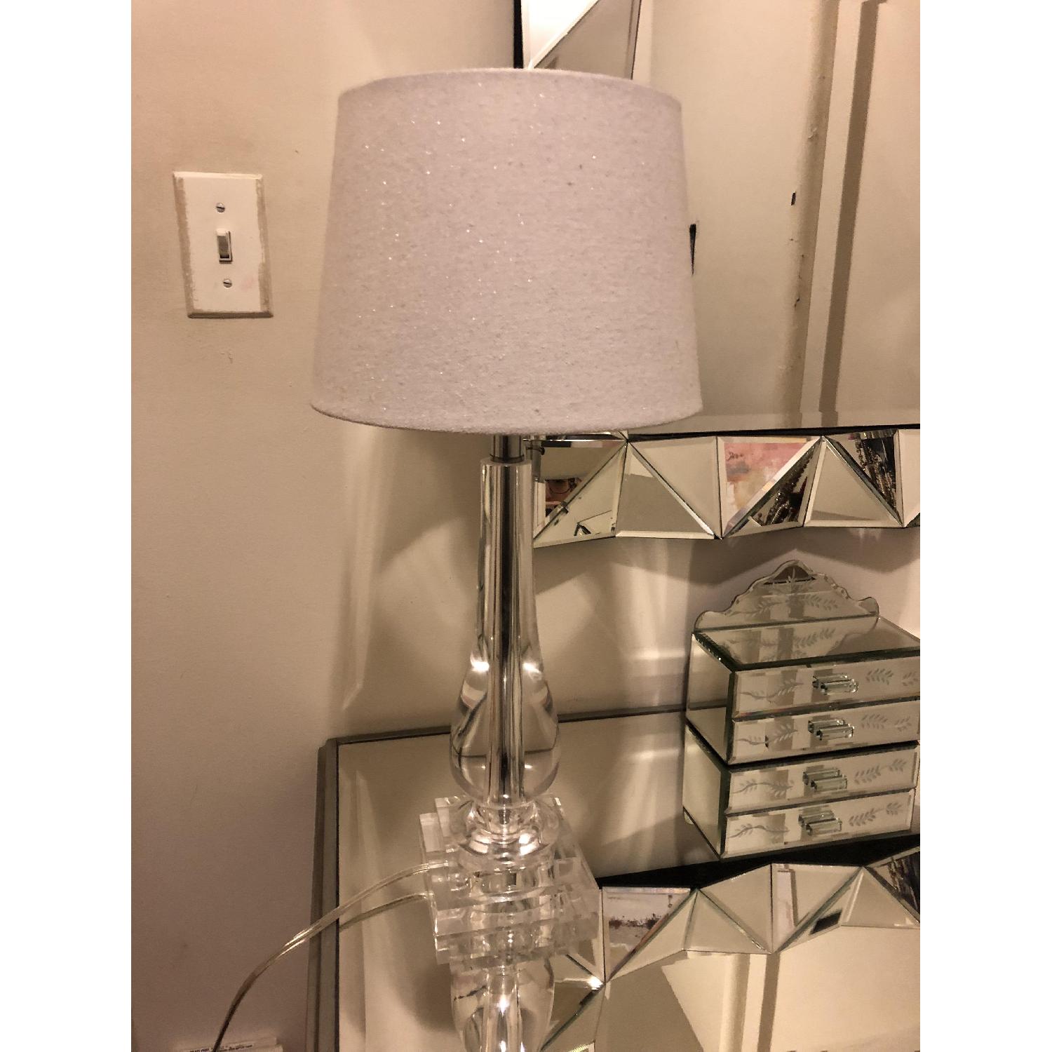 Acrylic Table Lamp w/ White Sparkly Lamp Shade - image-1