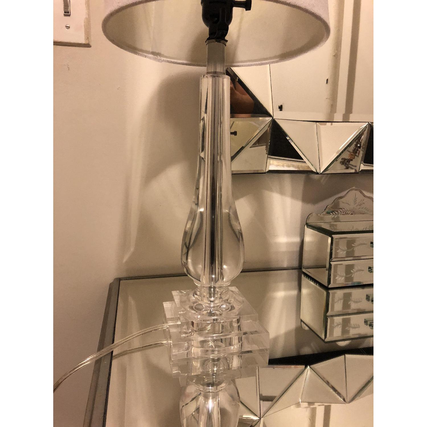 Acrylic Table Lamp w/ White Sparkly Lamp Shade - image-3