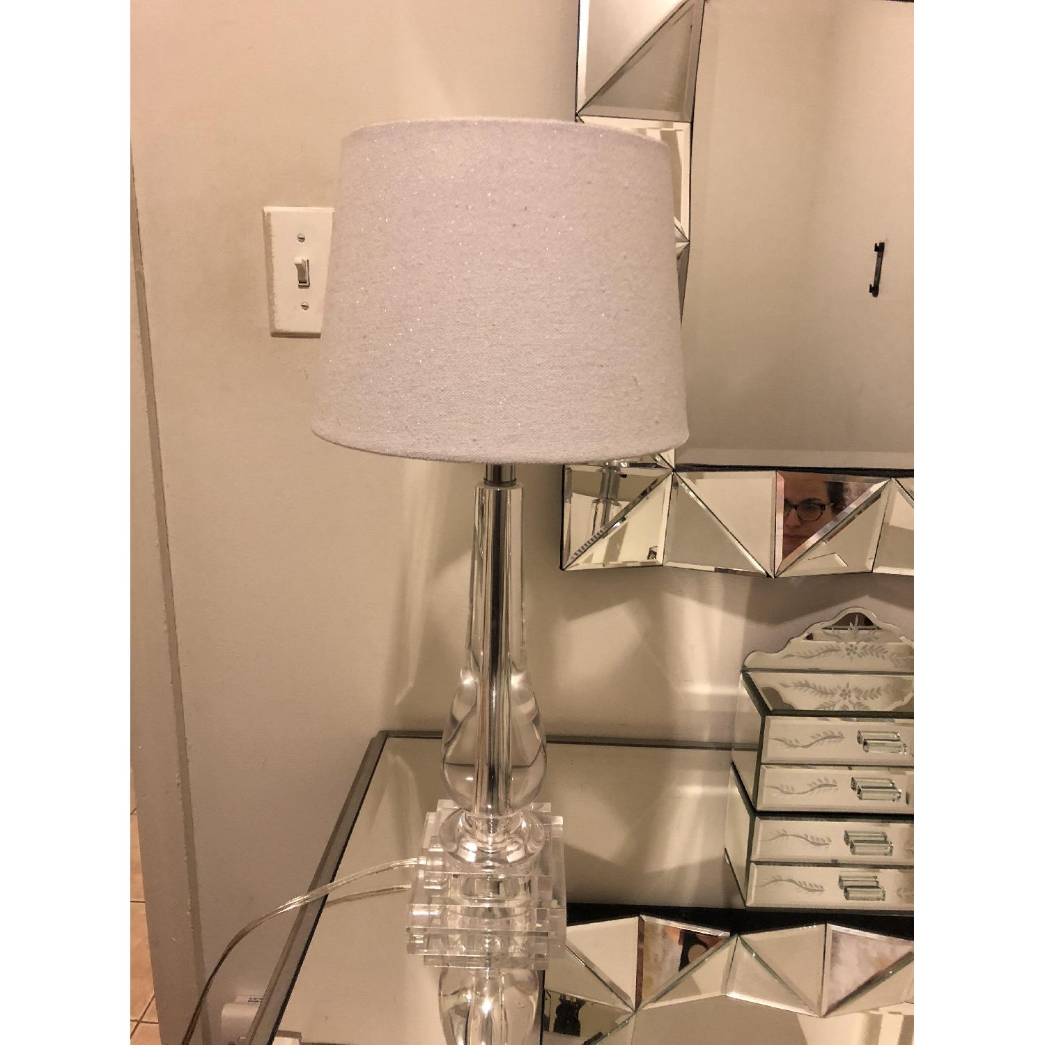 Acrylic Table Lamp w/ White Sparkly Lamp Shade - image-4