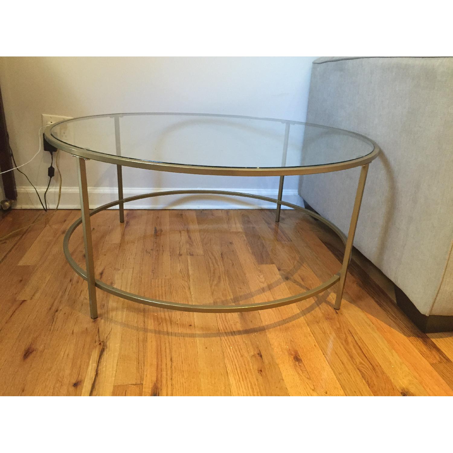 Gold Glass Circle Coffee Table - image-2