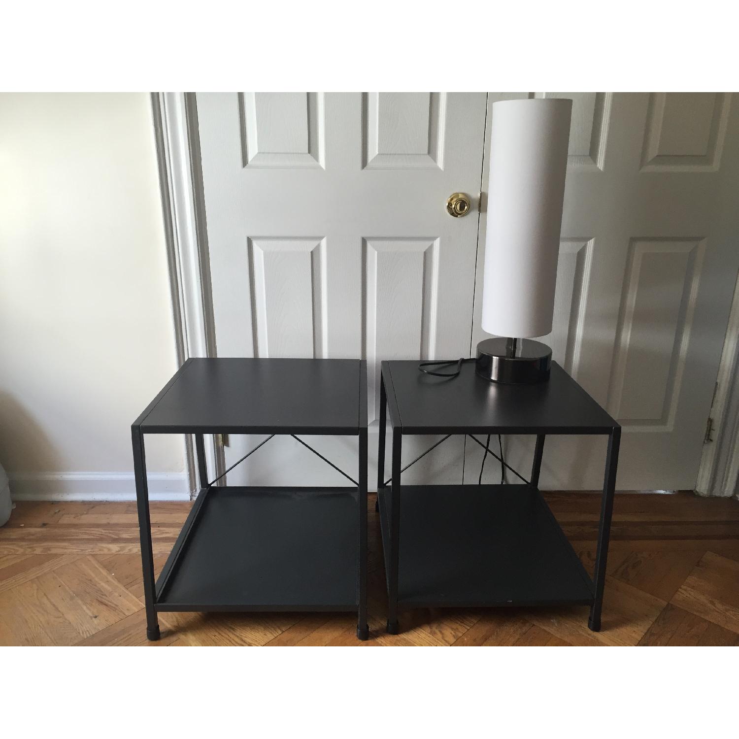 CB2 Carbon Grey Nightstand/Bedside Table - image-1