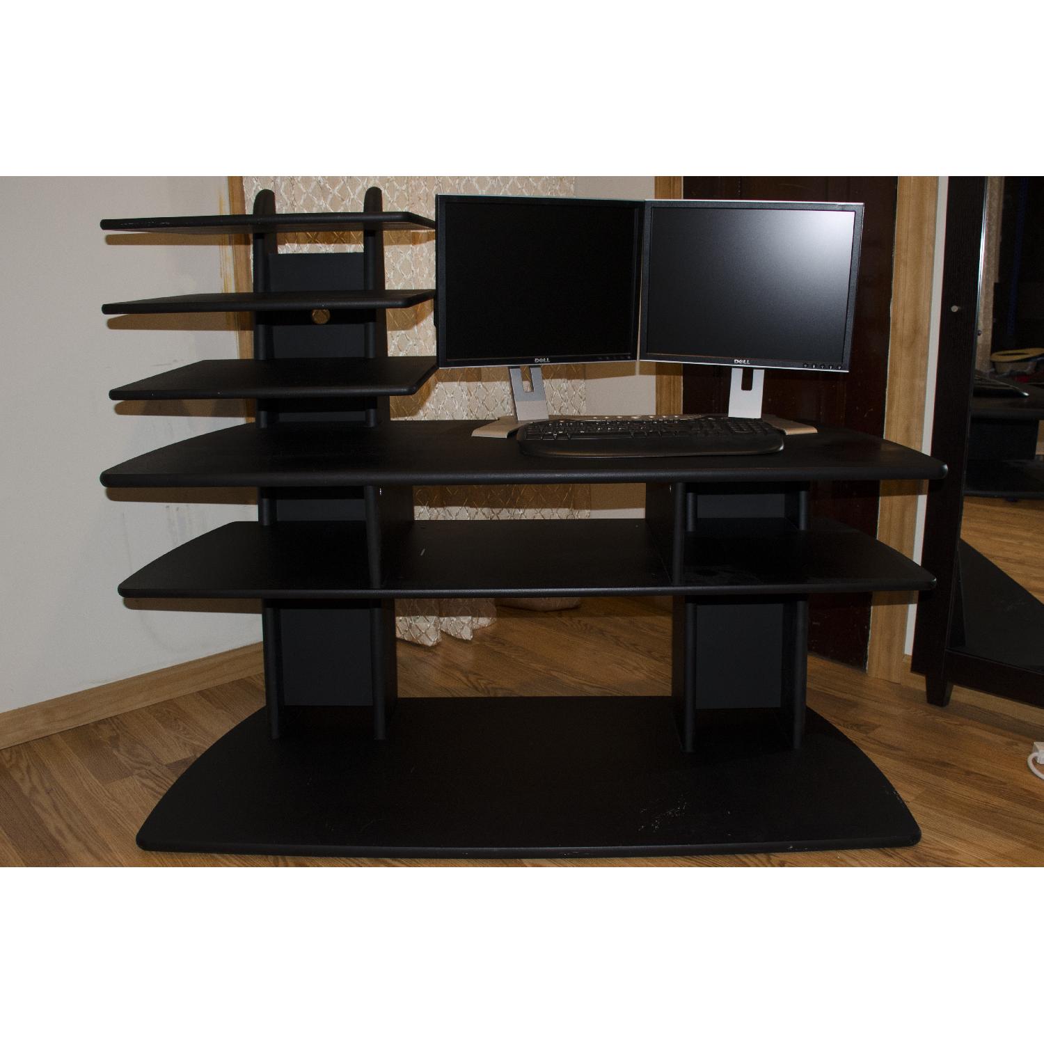 Modern Large Swiss Black Tiered Computer Desk - image-1
