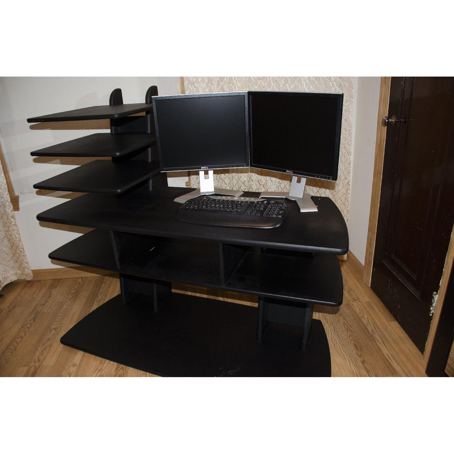 Modern Large Swiss Black Tiered Computer Desk - image-2