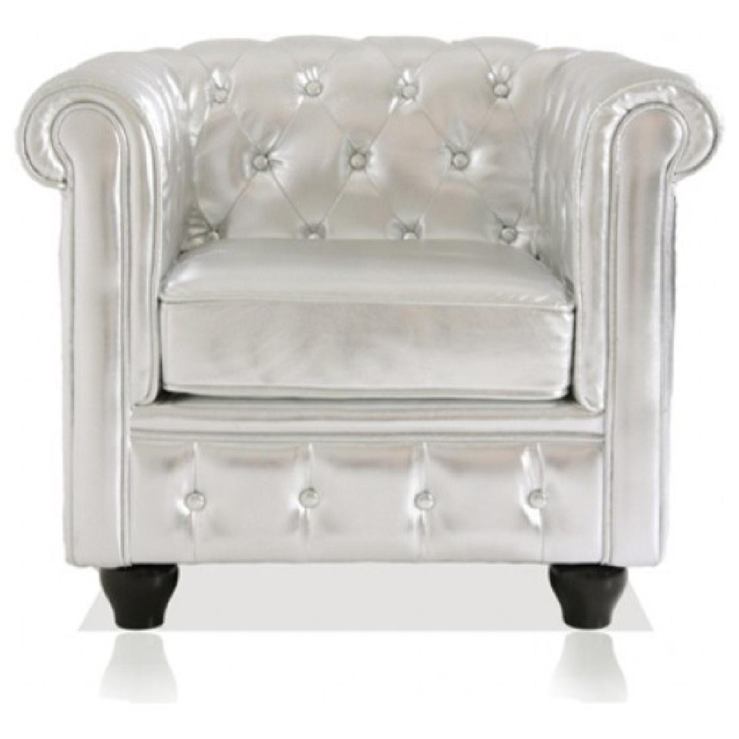 Modani Chesterfield Silver Armchair - image-3