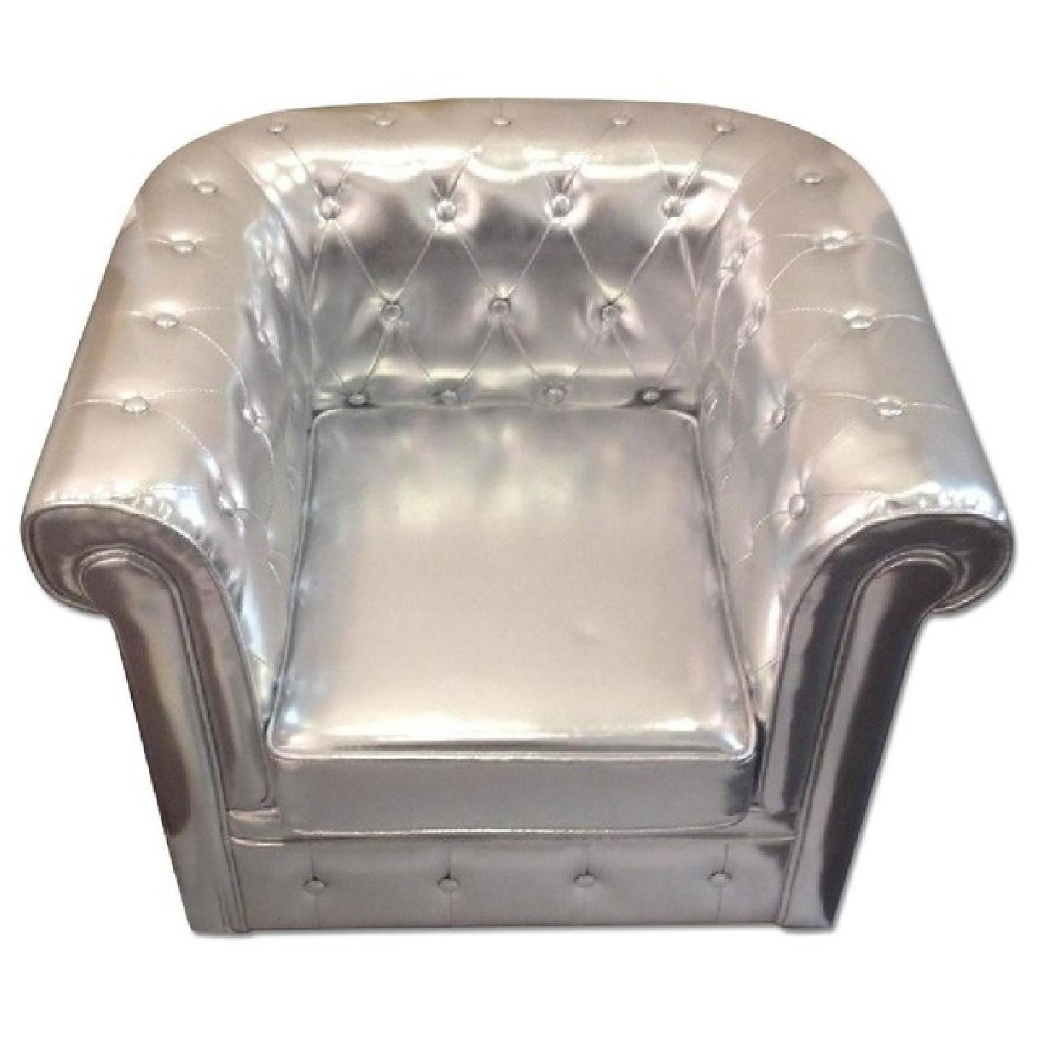 Modani Chesterfield Silver Armchair - image-4