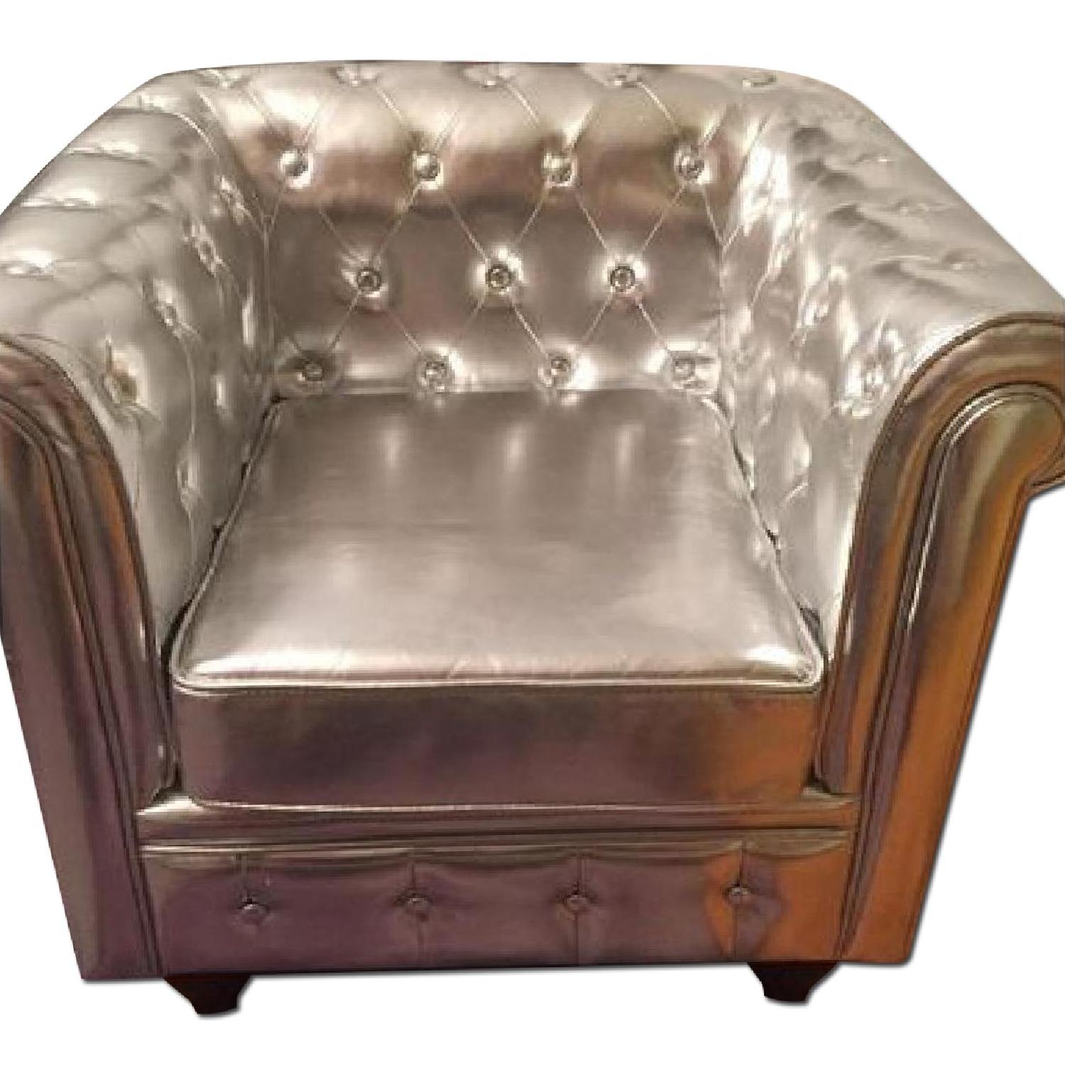 Modani Chesterfield Silver Armchair - image-0