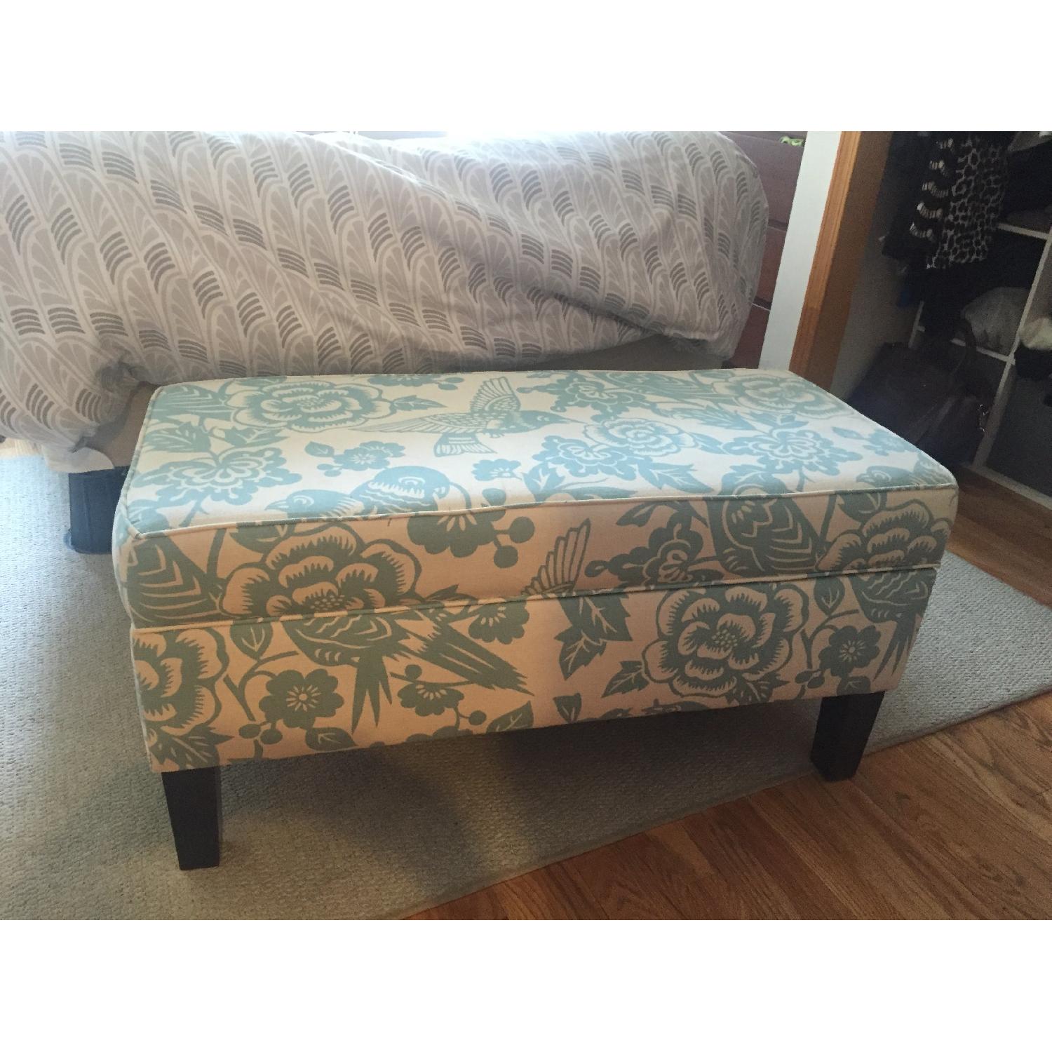 Blue &  White Canary Pattern Storage Bench - image-2