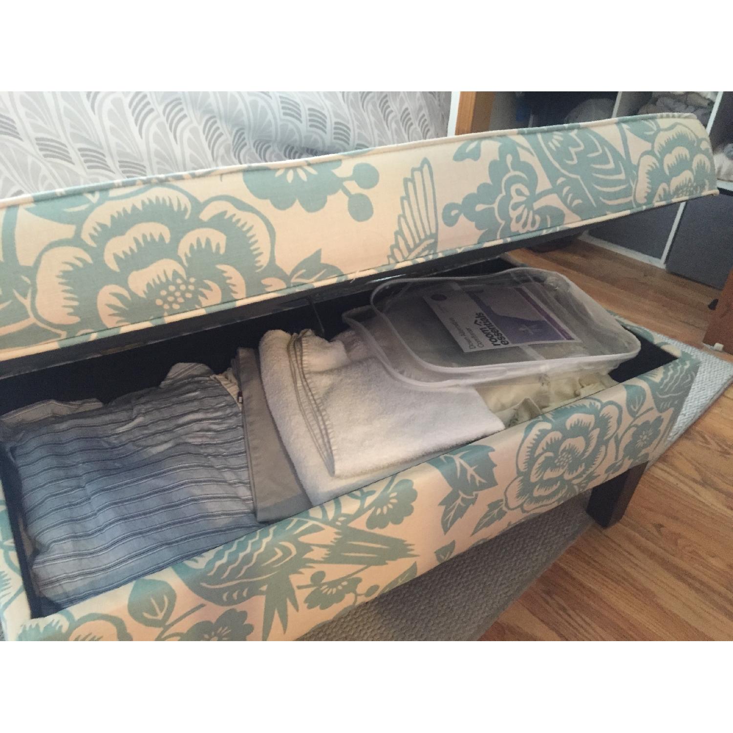 Blue &  White Canary Pattern Storage Bench - image-3