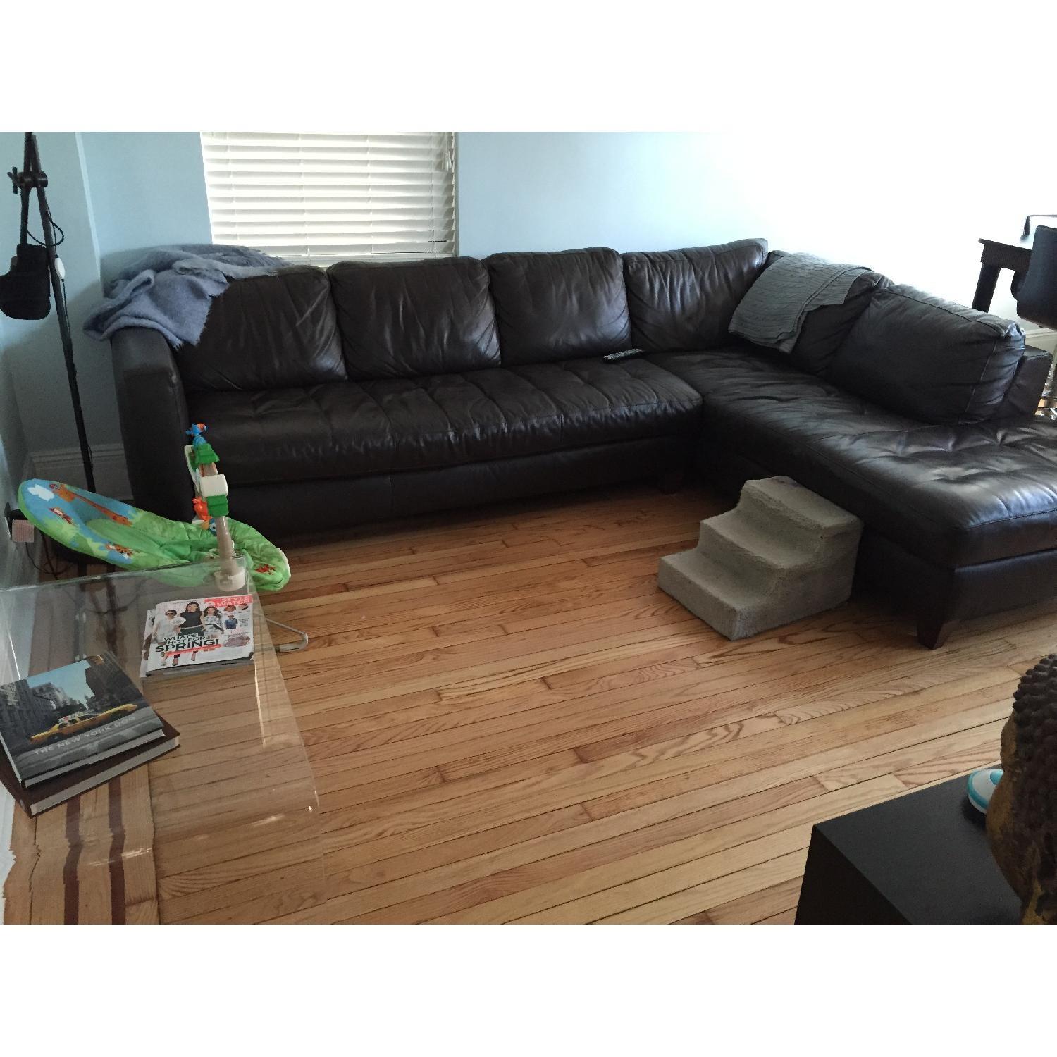 Macy's Milano Leather 2-Piece Chaise Sectional Sofa - image-1