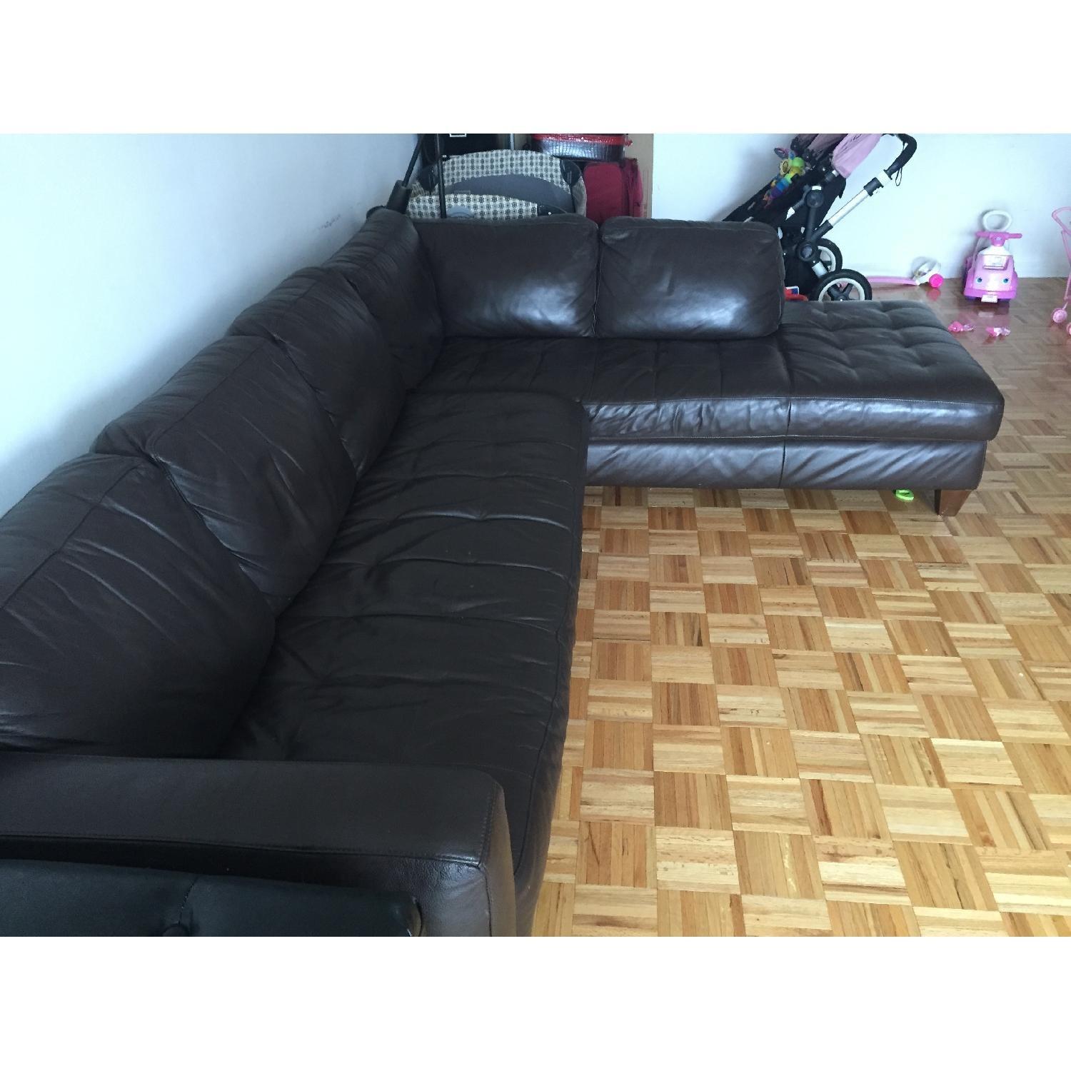 Macy's Milano Leather 2-Piece Chaise Sectional Sofa - image-2