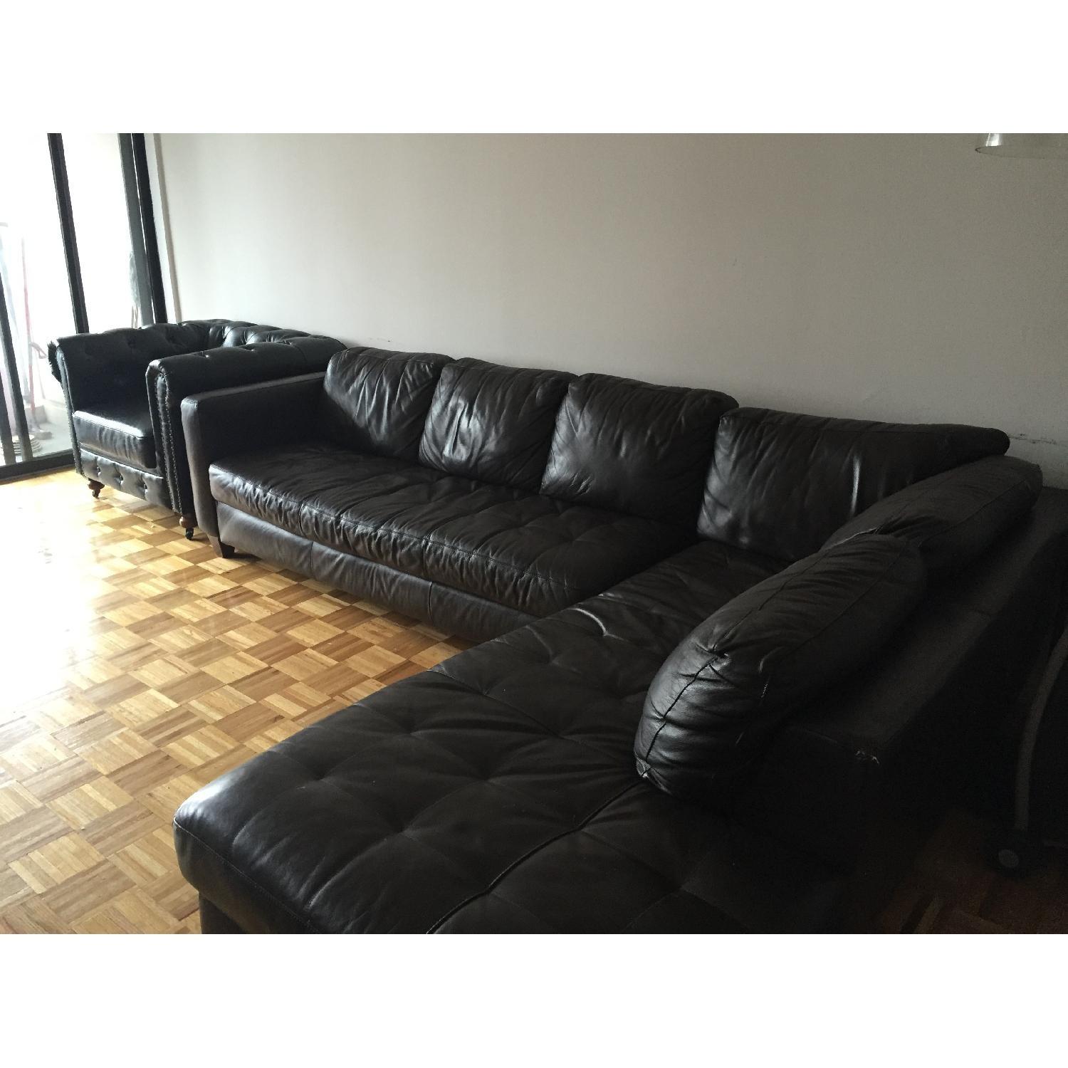 Macy's Milano Leather 2-Piece Chaise Sectional Sofa - image-4