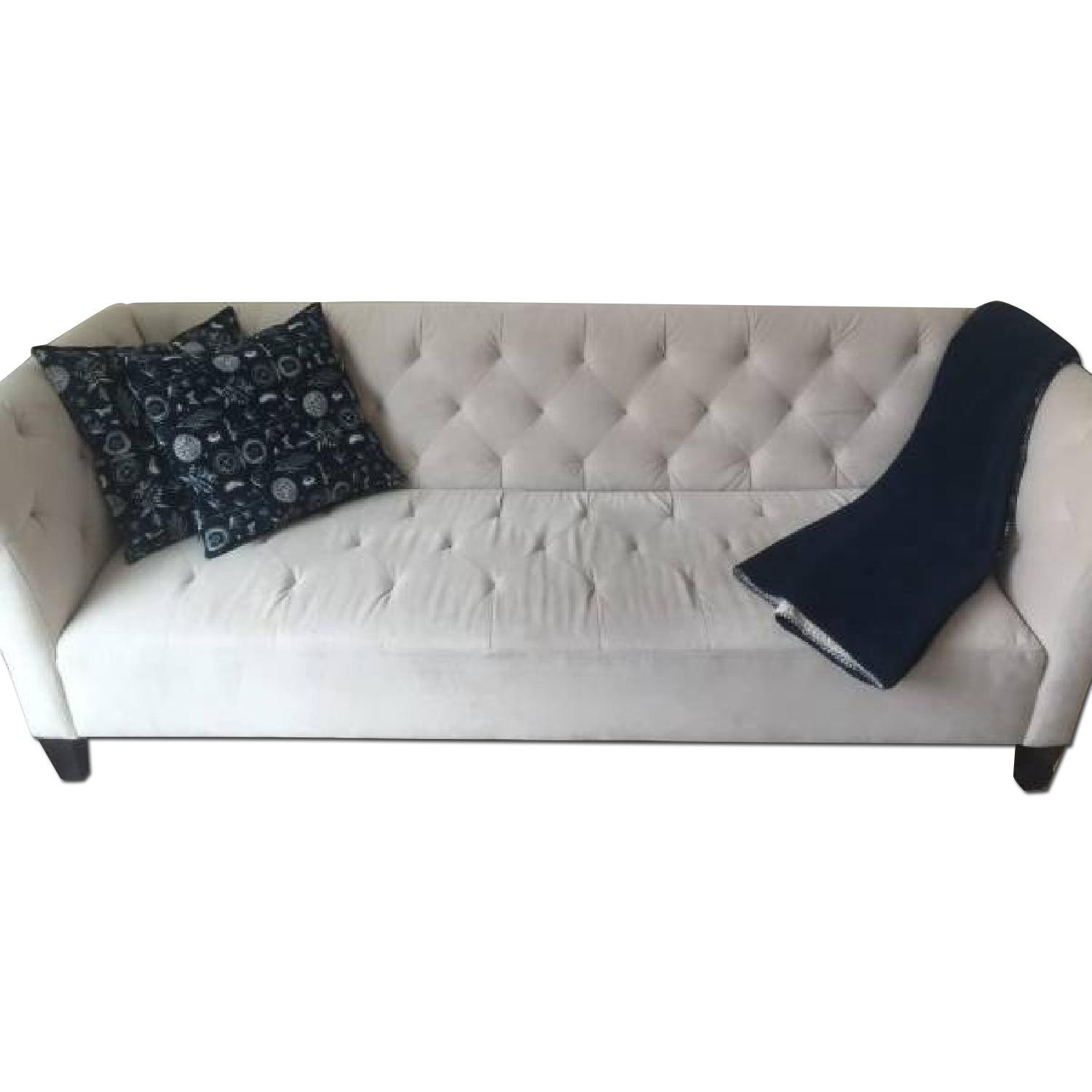Macy's Cream Tufted Couch AptDeco