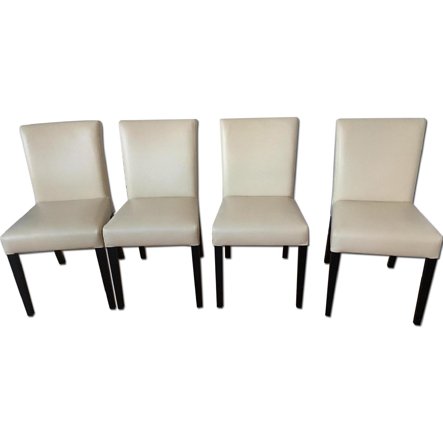 Crate & Barrel Lowe Ivory Leather Dining Chairs AptDeco