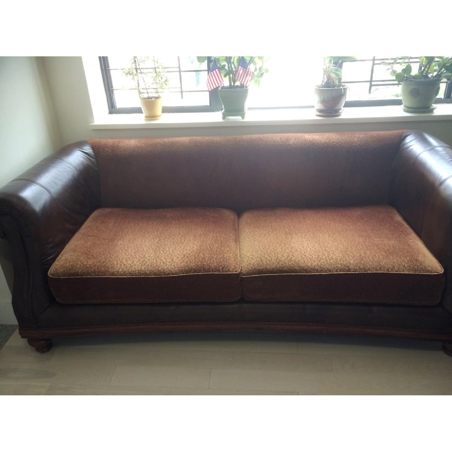 Broyhill Fabric & Leather Sofa w/ Pillows - image-3