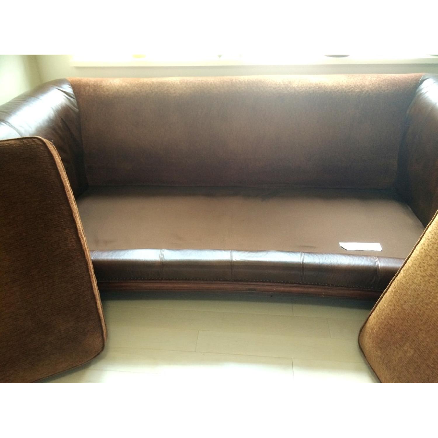 Broyhill Fabric & Leather Sofa w/ Pillows - image-4