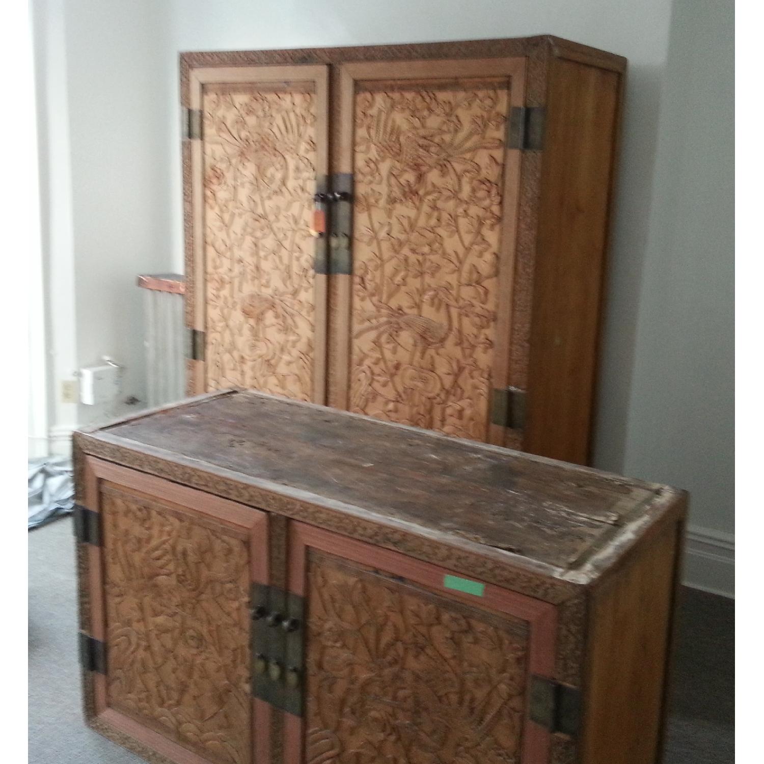 Antique Chinese Carved Wood Cabinets - image-5