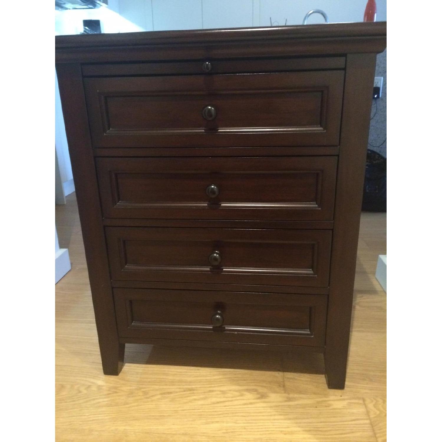 Pottery Barn Hudson 4-Drawer Bedside Table/Nightstand in Mahogany - image-1