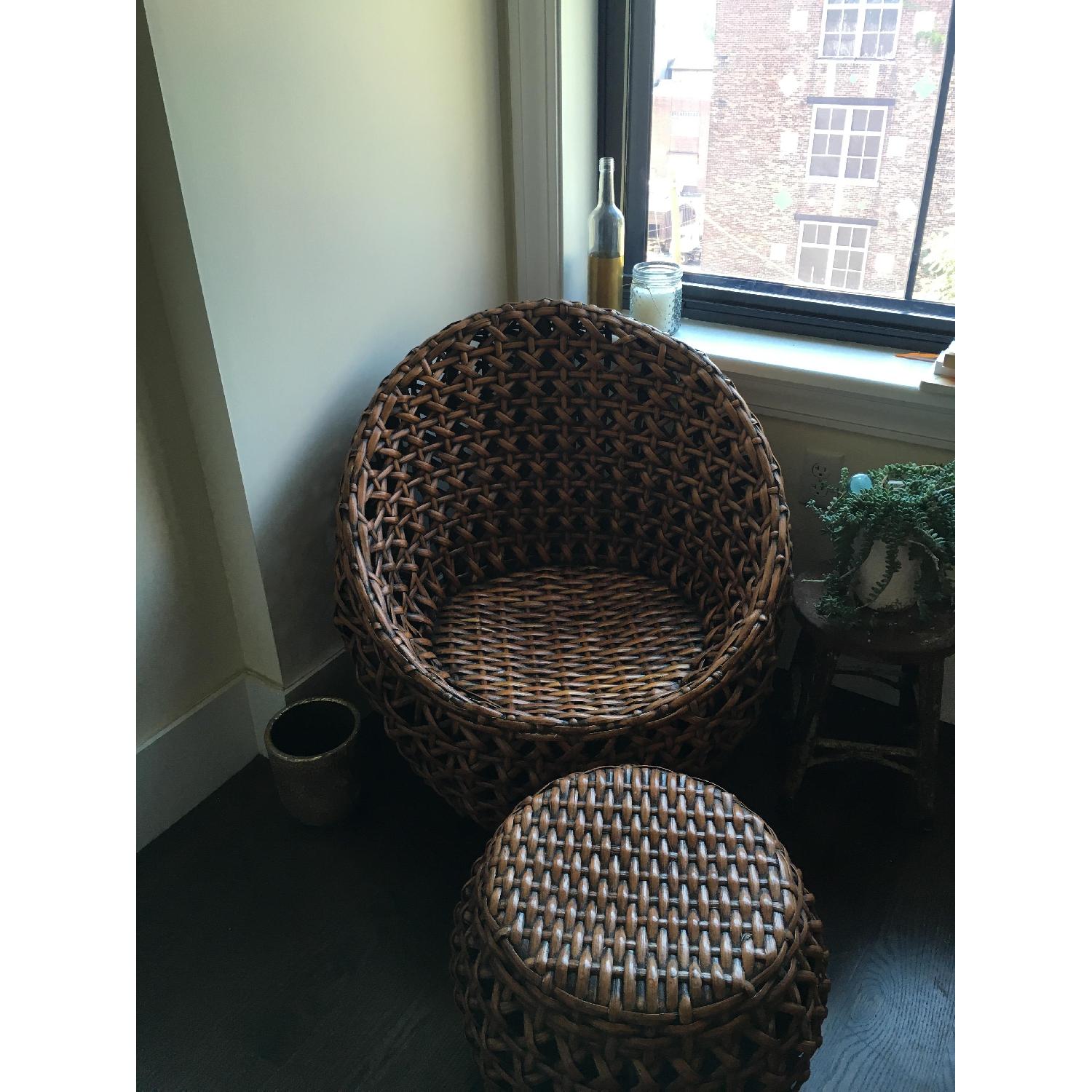 Pier 1 Wicker Chair & Footstool - image-1