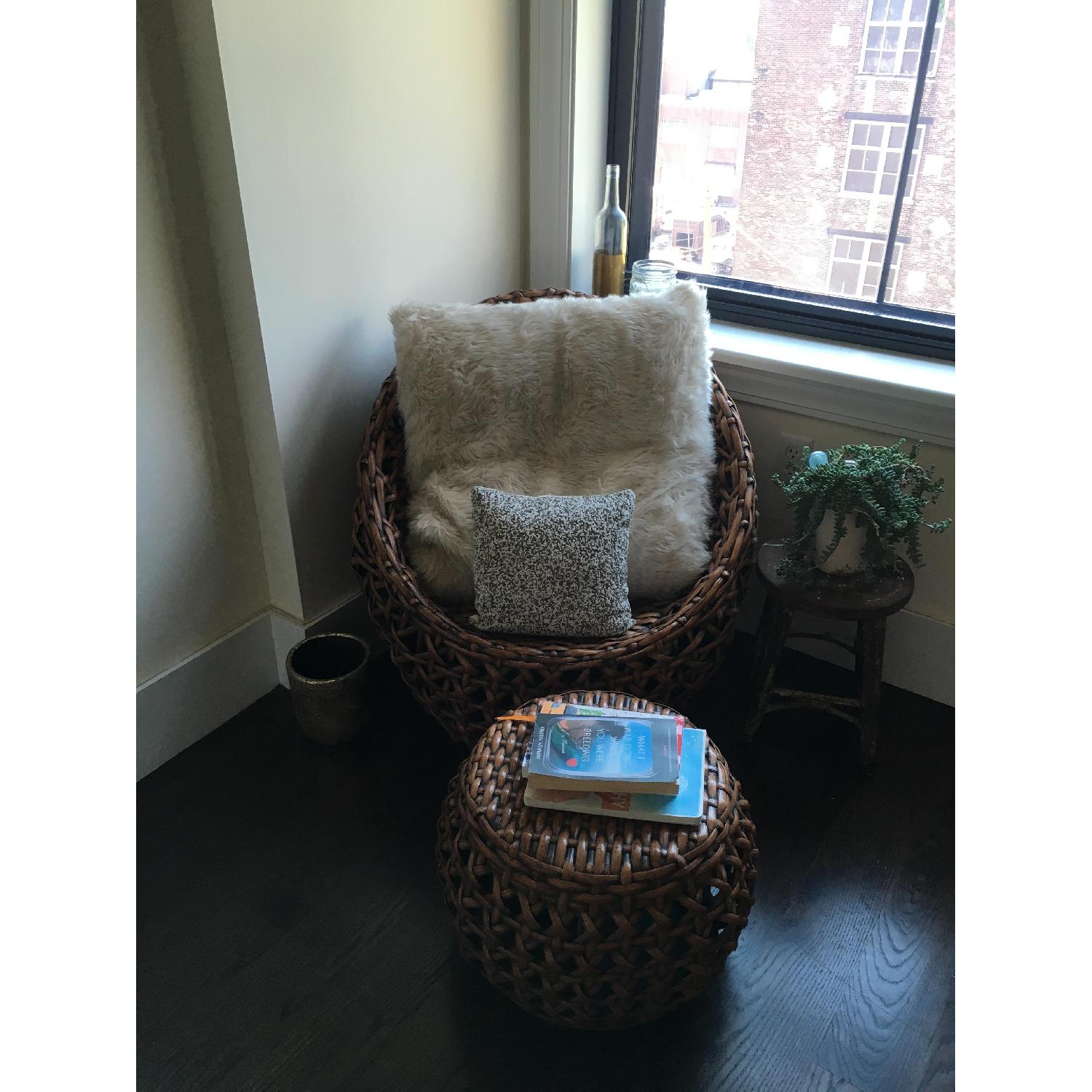 Pier 1 Wicker Chair & Footstool - image-5