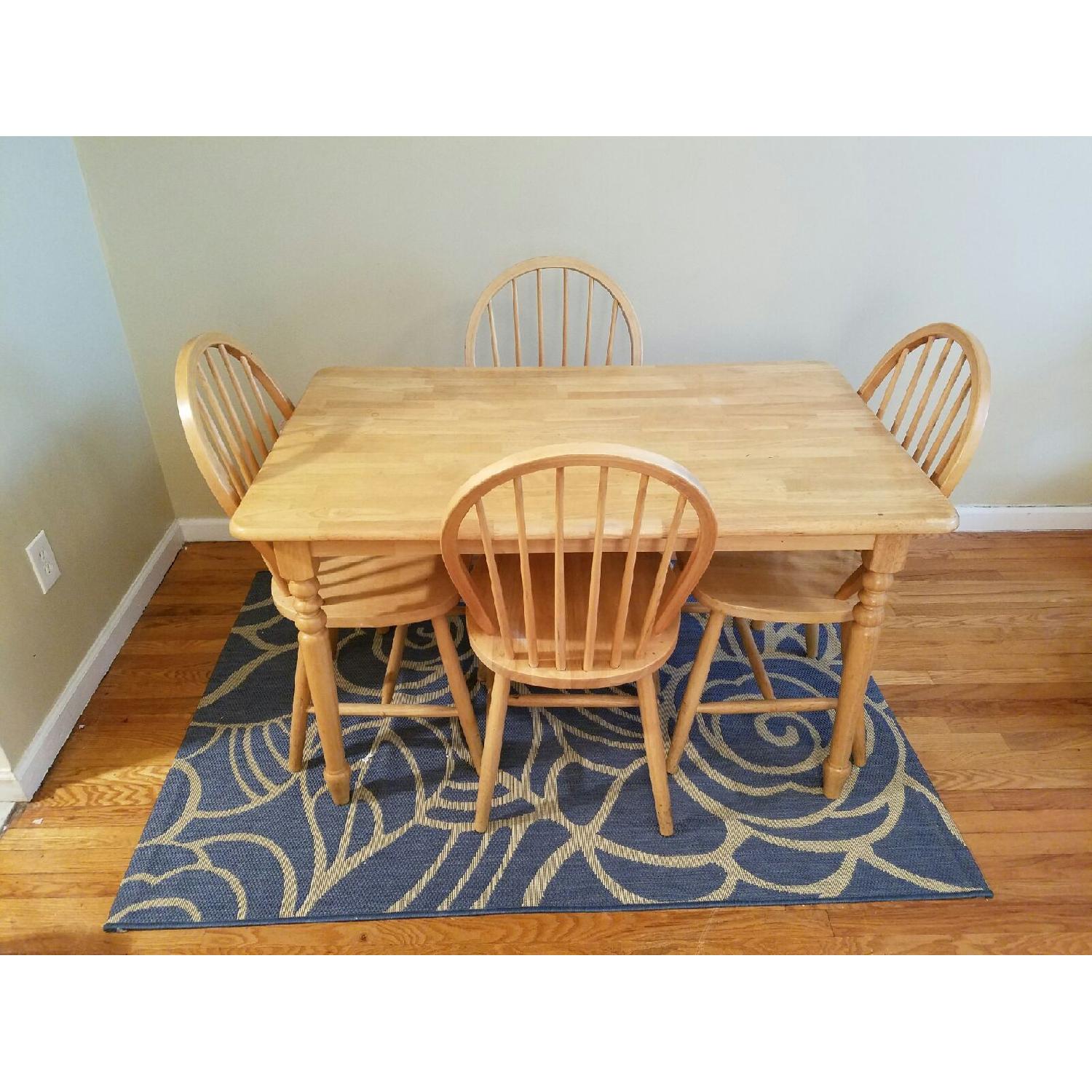 Oak Wood Table w/ 4 Chairs - AptDeco