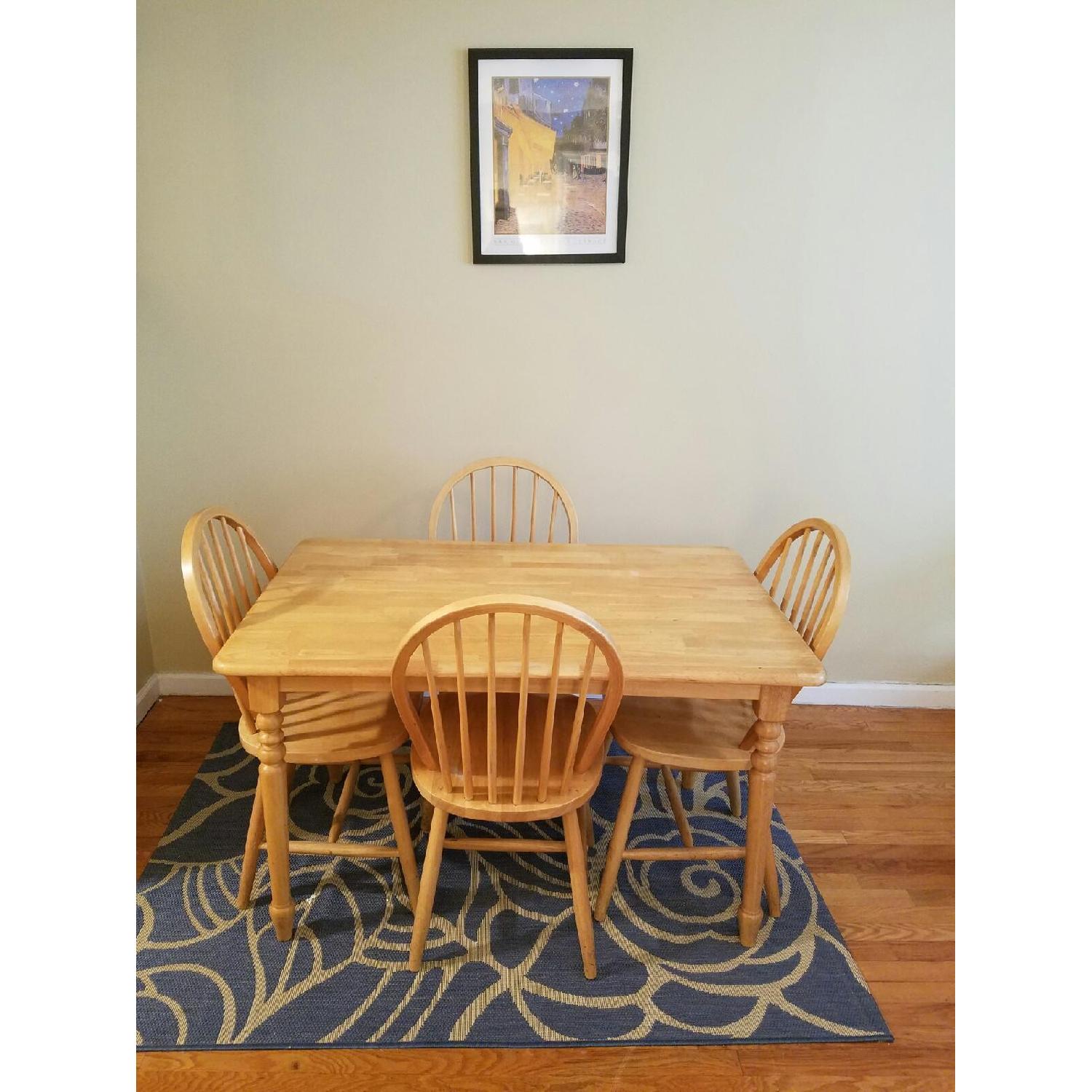 Oak Wood Table w/ 4 Chairs - AptDeco