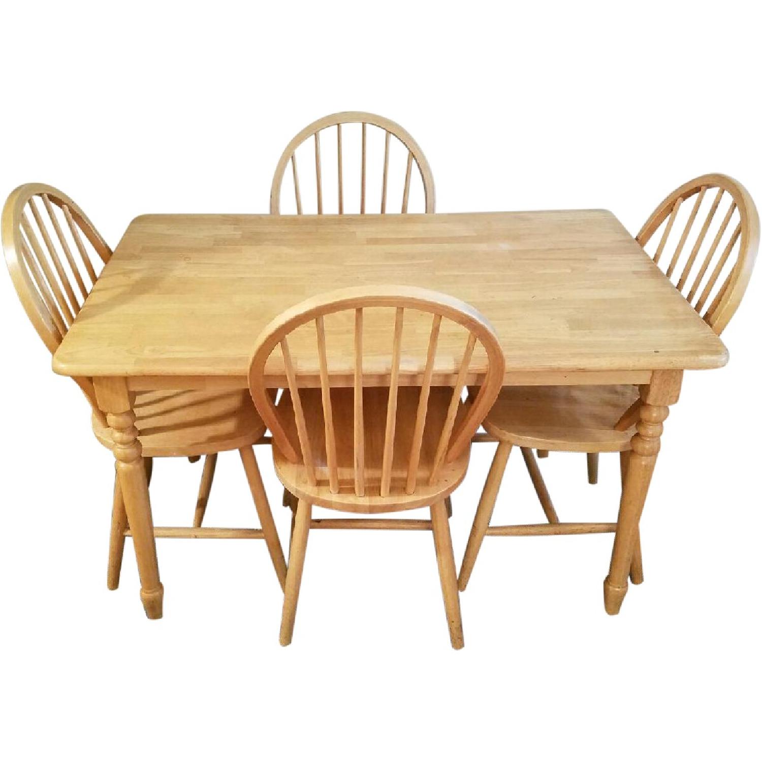 Oak Wood Table w/ 4 Chairs - AptDeco
