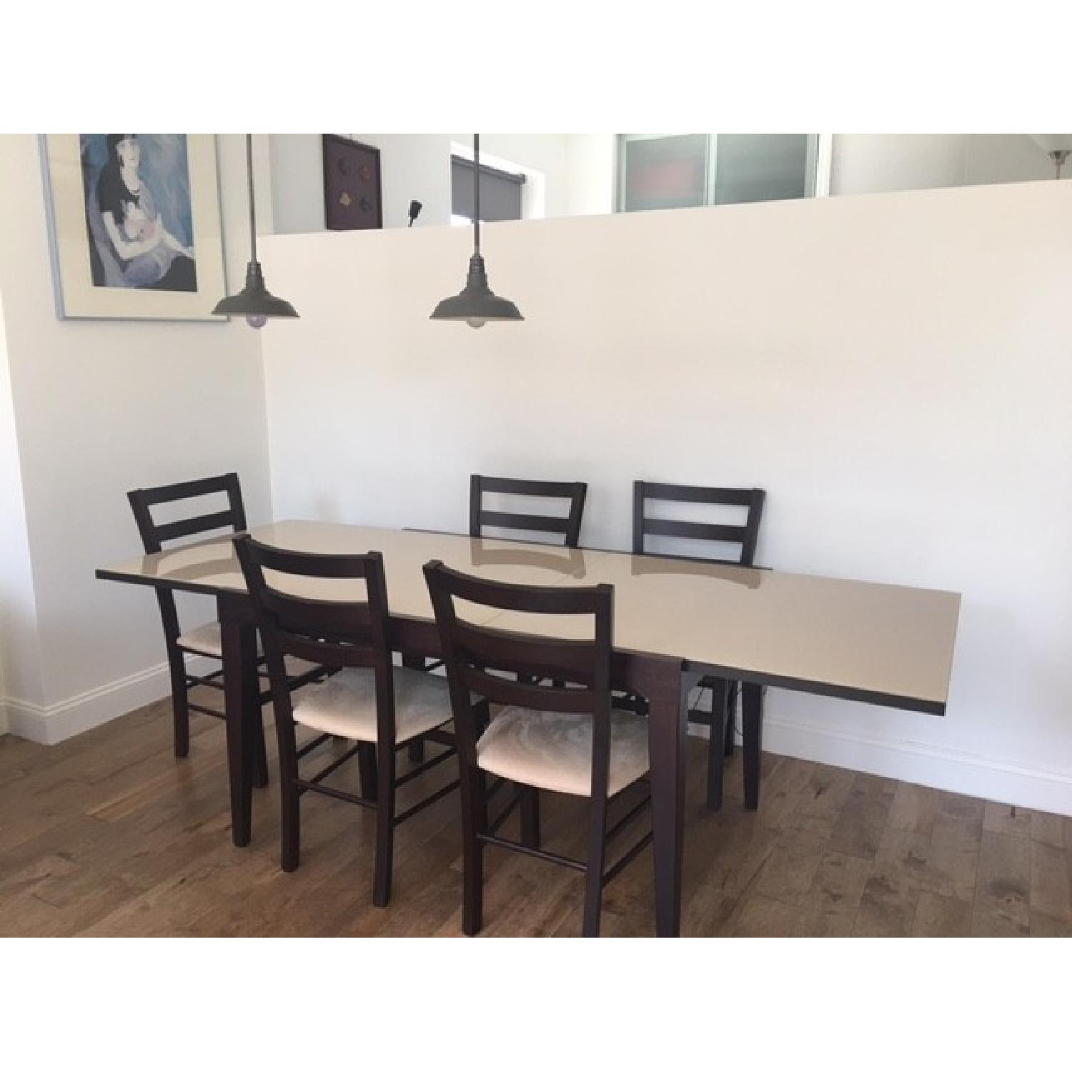 Macys 6 Piece Glass Top Extendable Dining Set AptDeco