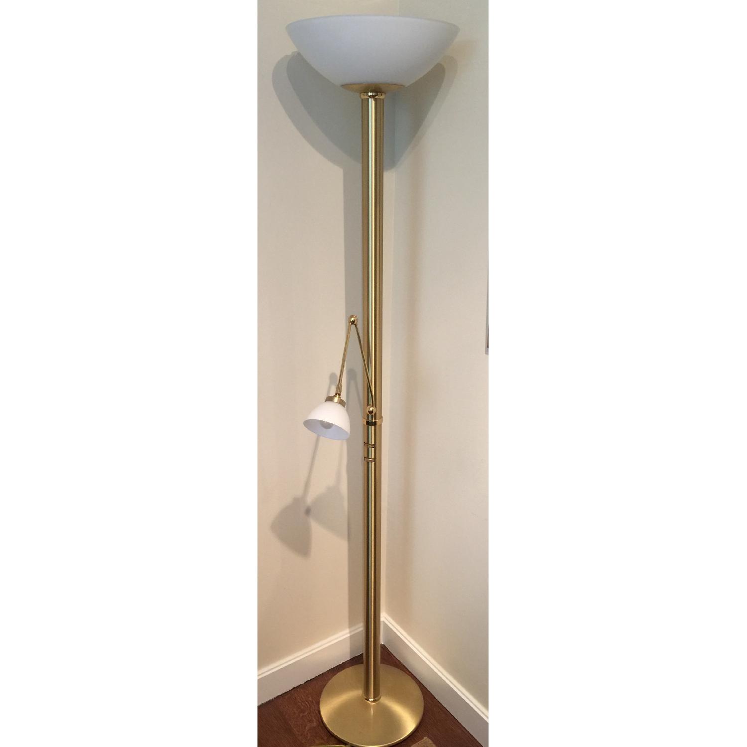 Polished Brass/Brushed Brass Holtkotter Halogen Torchiere - image-1