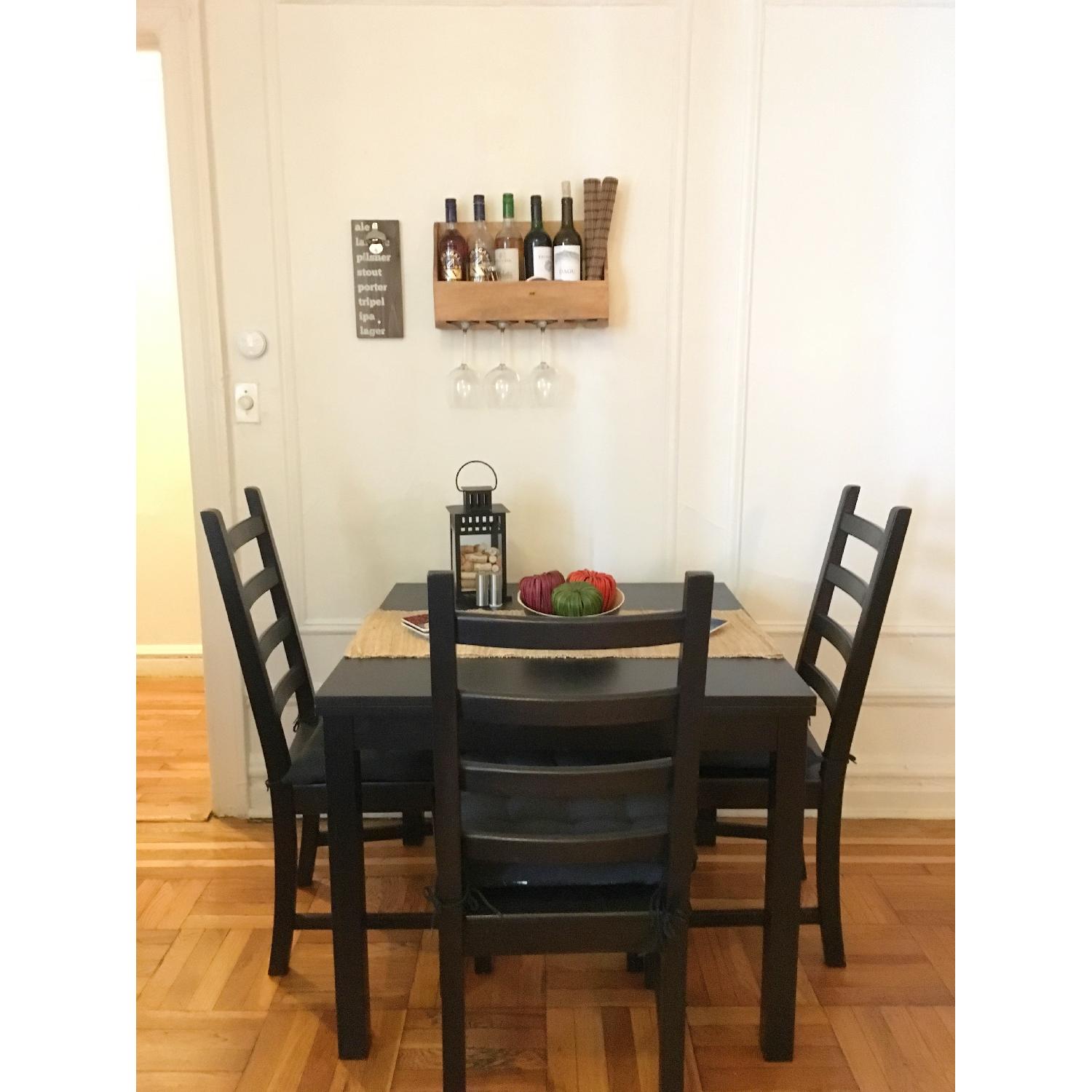 Ikea Extendable Table Set w/ 4 Solid Pine Chairs - image-1