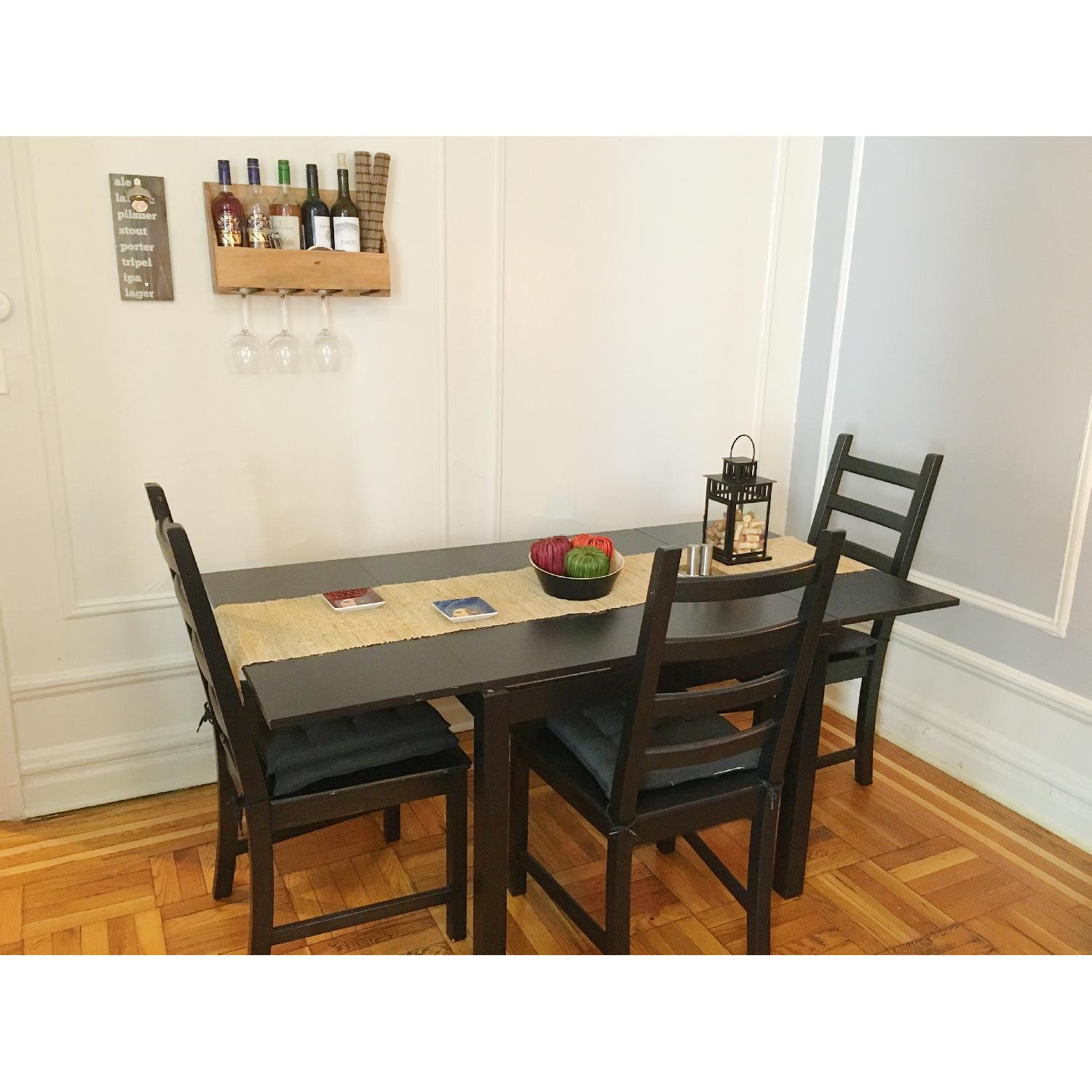 Ikea Extendable Table Set w/ 4 Solid Pine Chairs - image-2