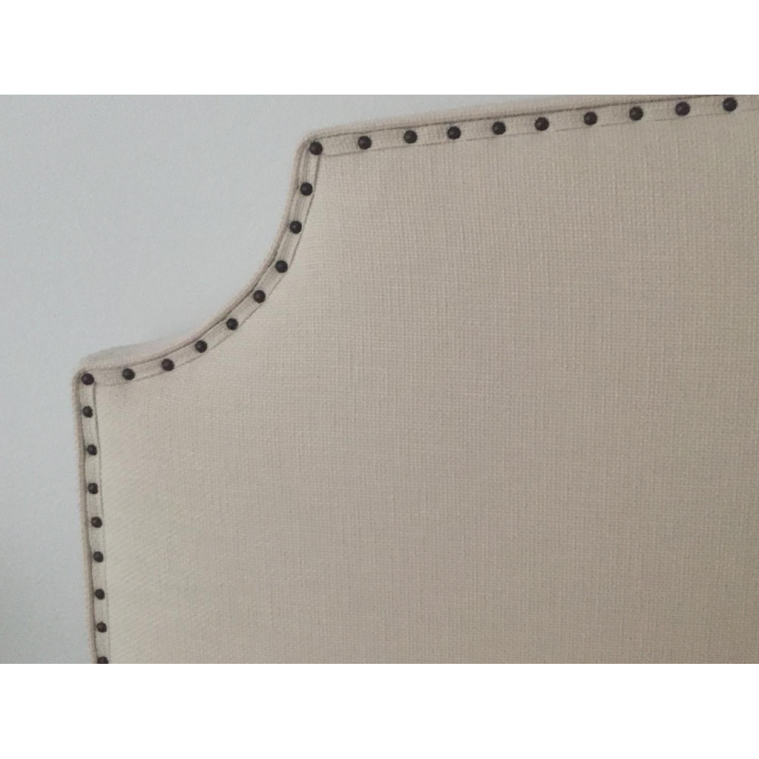 Crate & Barrel Curved Upholstered Queen Headboard - image-1