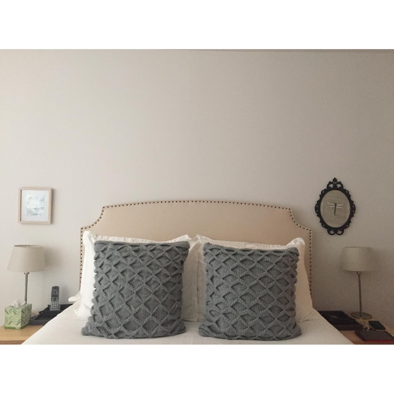 Crate & Barrel Curved Upholstered Queen Headboard - image-3