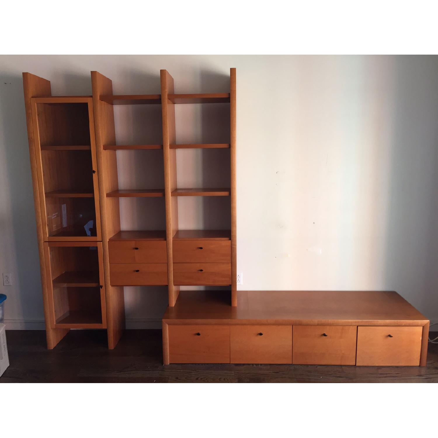 Scandinavian Design Wooden Media Console w/ Bookshelf - image-1