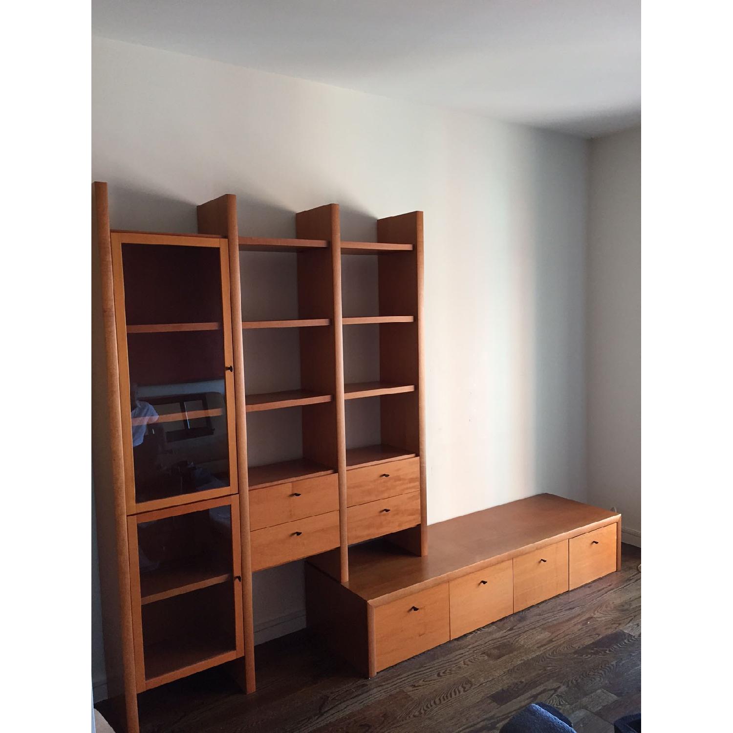 Scandinavian Design Wooden Media Console w/ Bookshelf - image-2