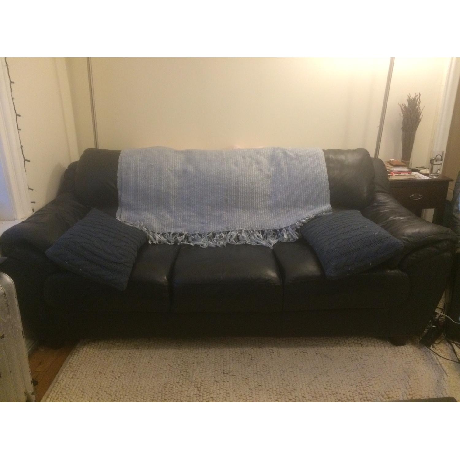 Raymour & Flannigan 3-Cushion Leather Sofa - image-4