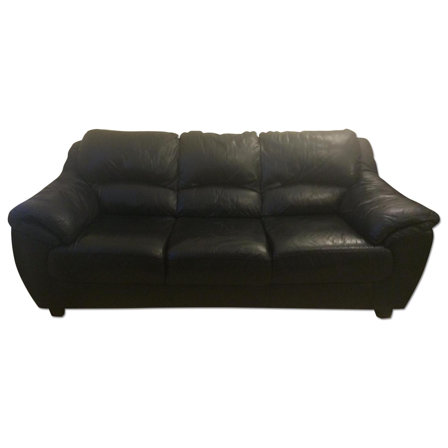 Raymour & Flannigan 3-Cushion Leather Sofa - image-0