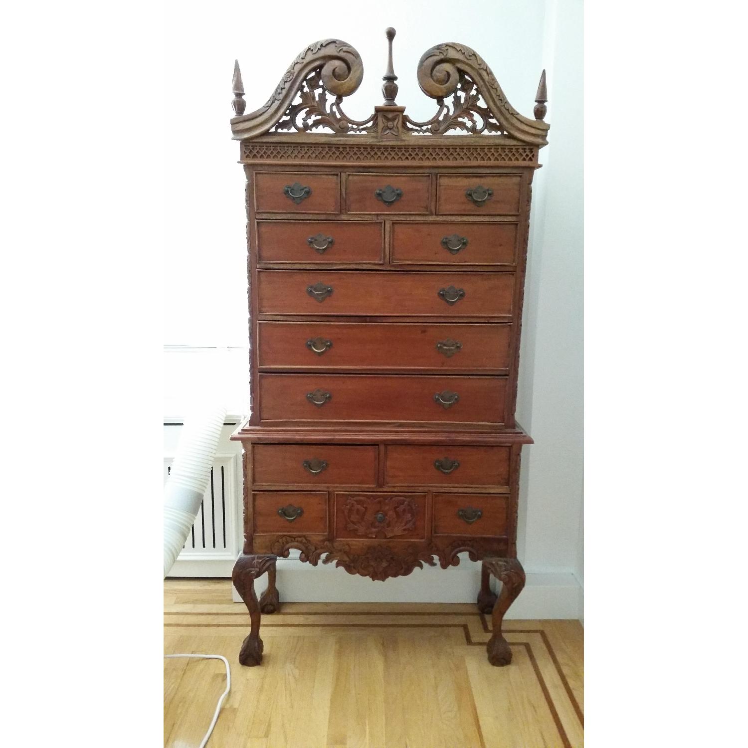 Carved Chippendale HighBoy Dresser - image-1