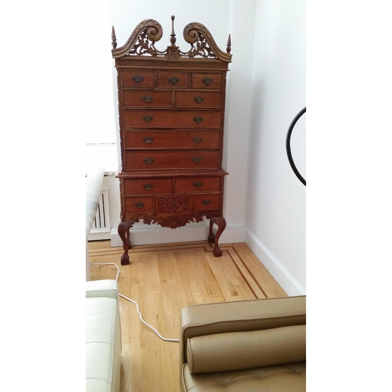 Carved Chippendale HighBoy Dresser - image-5