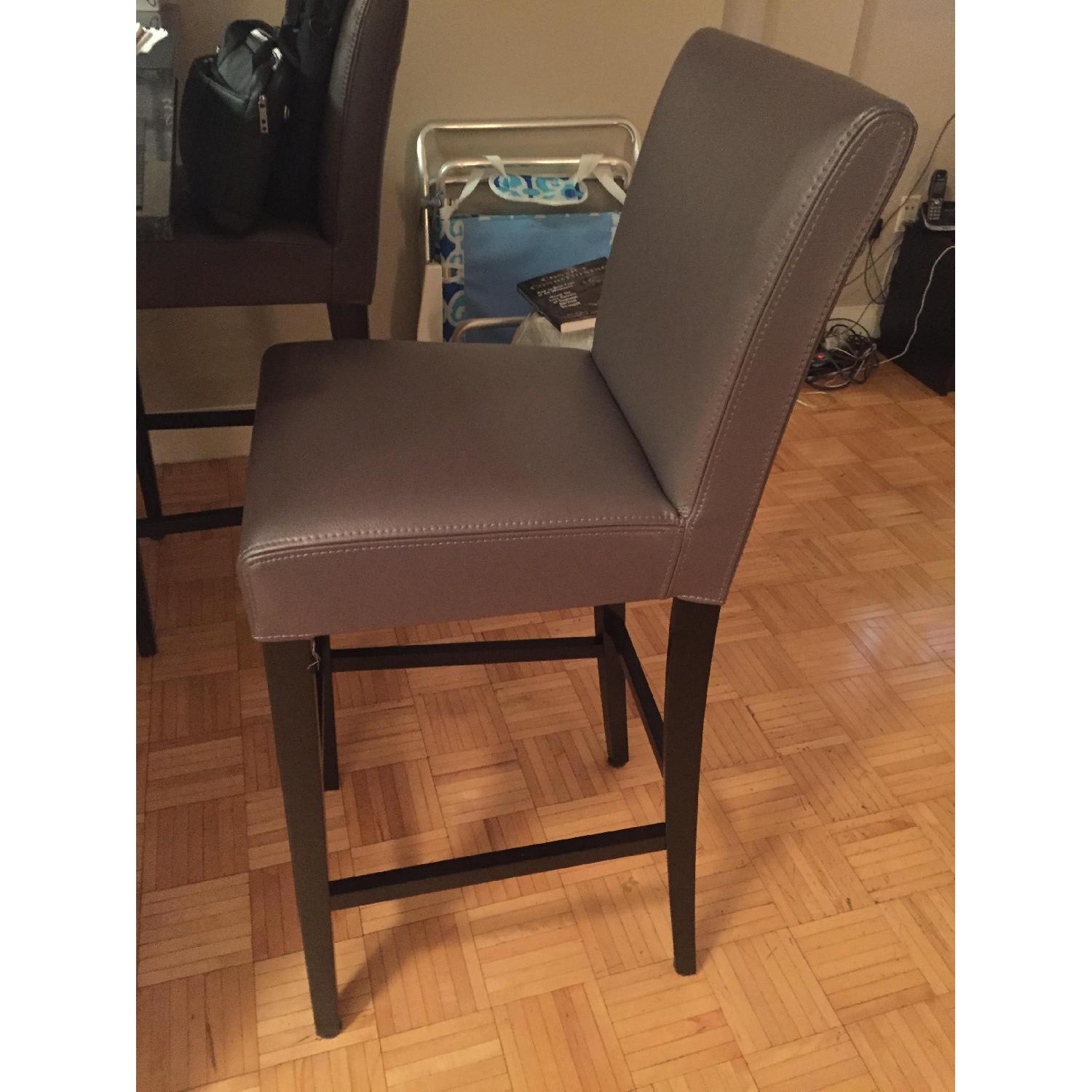 Crate & Barrel Lowe Leather Barstools in Smoke - image-1