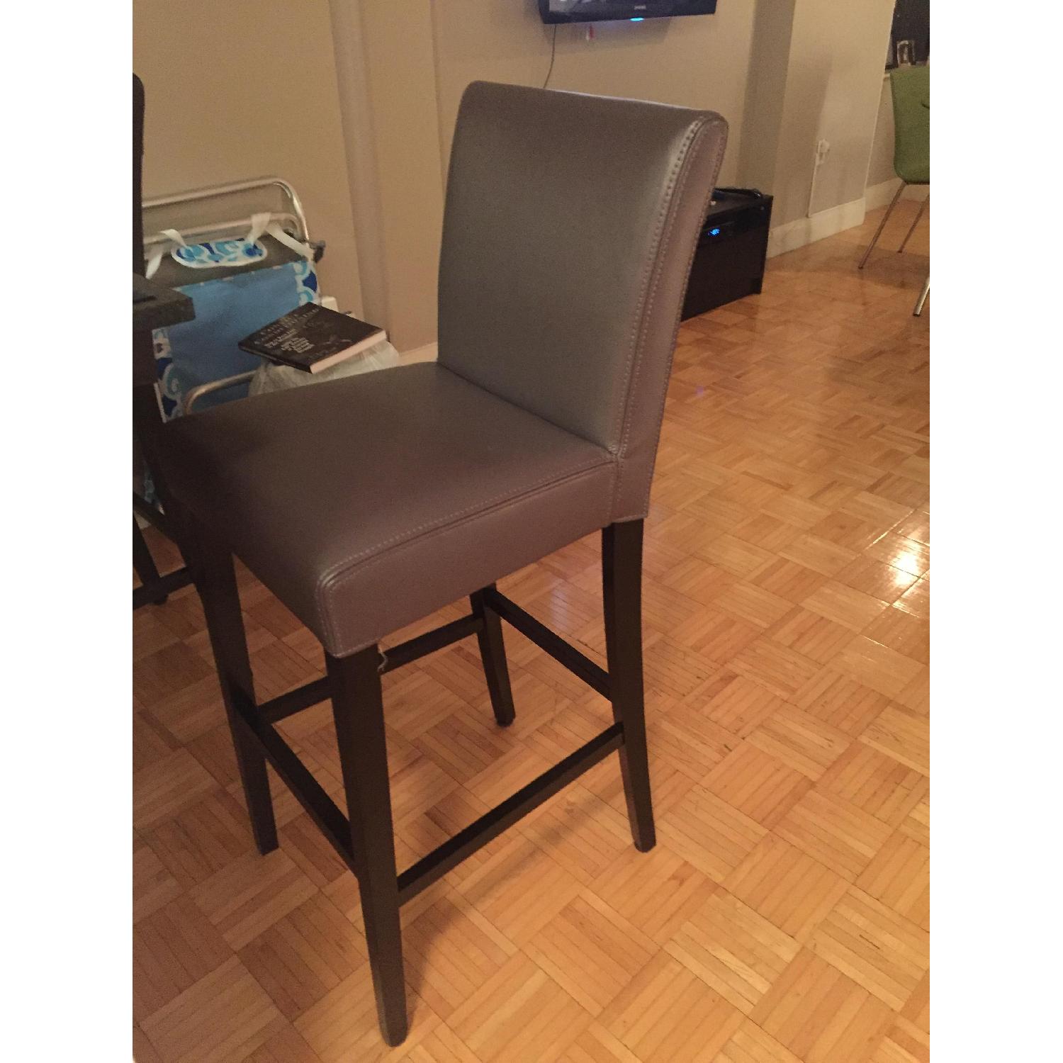 Crate & Barrel Lowe Leather Barstools in Smoke - image-4