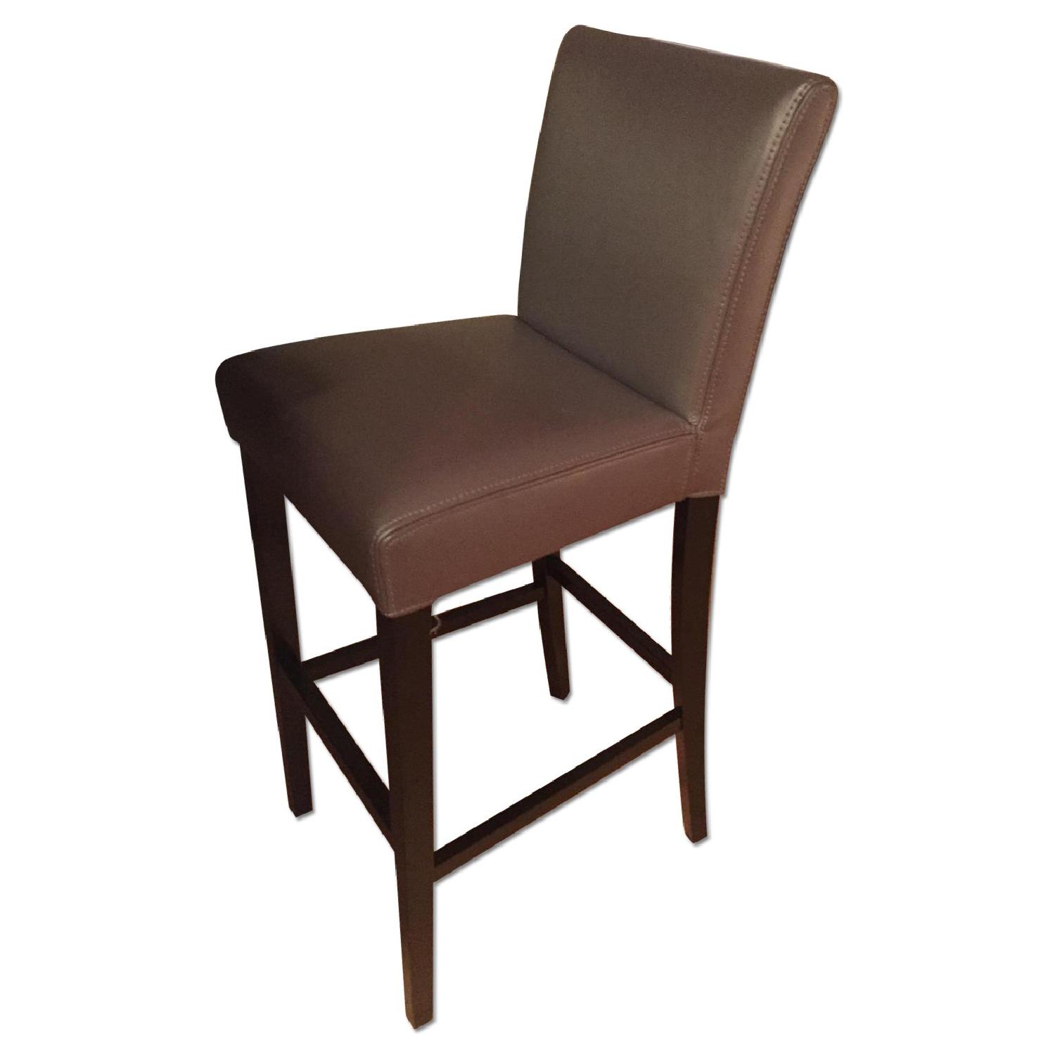 Crate & Barrel Lowe Leather Barstools in Smoke - image-0