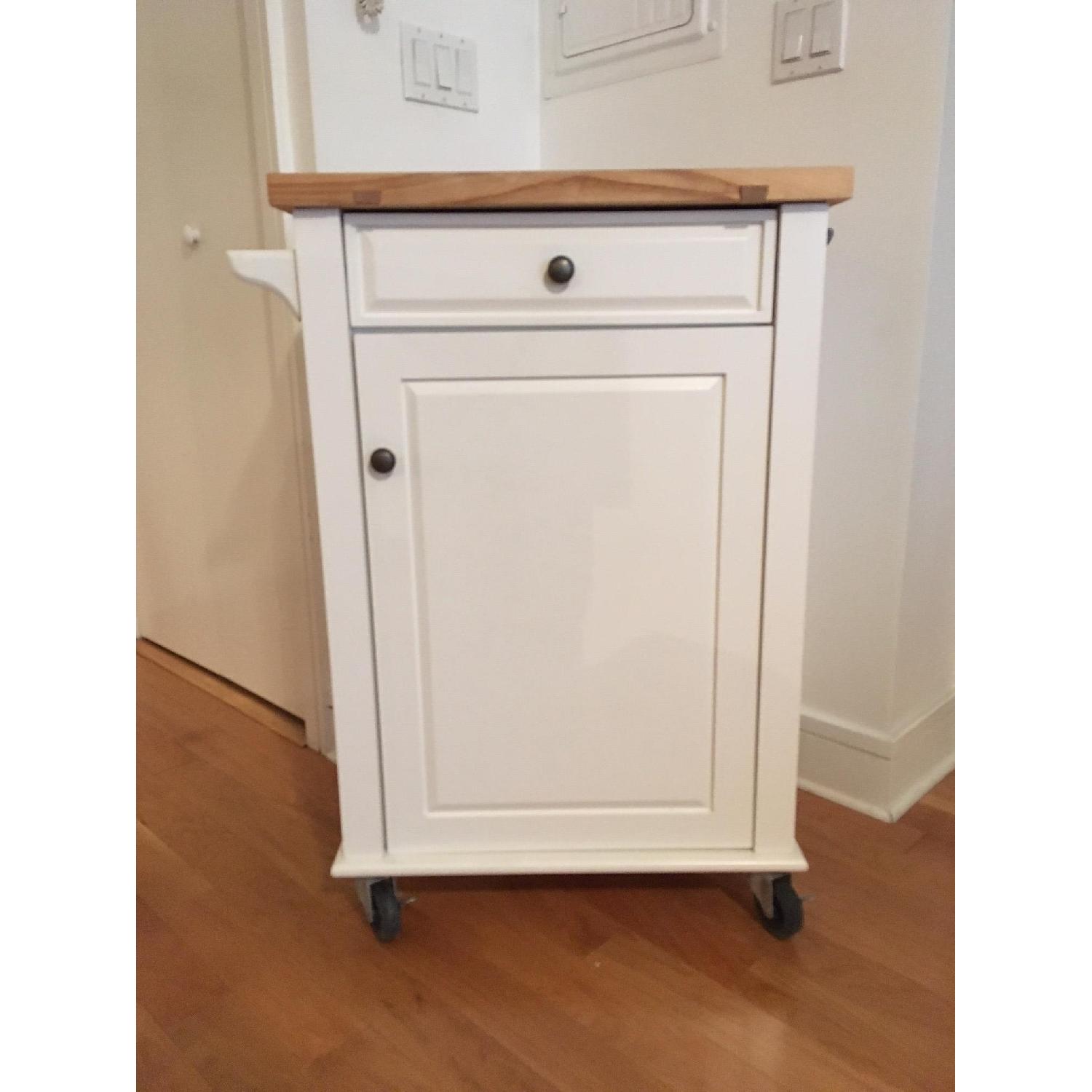 Crate & Barrel Somerset Small White Kitchen Cart - image-1