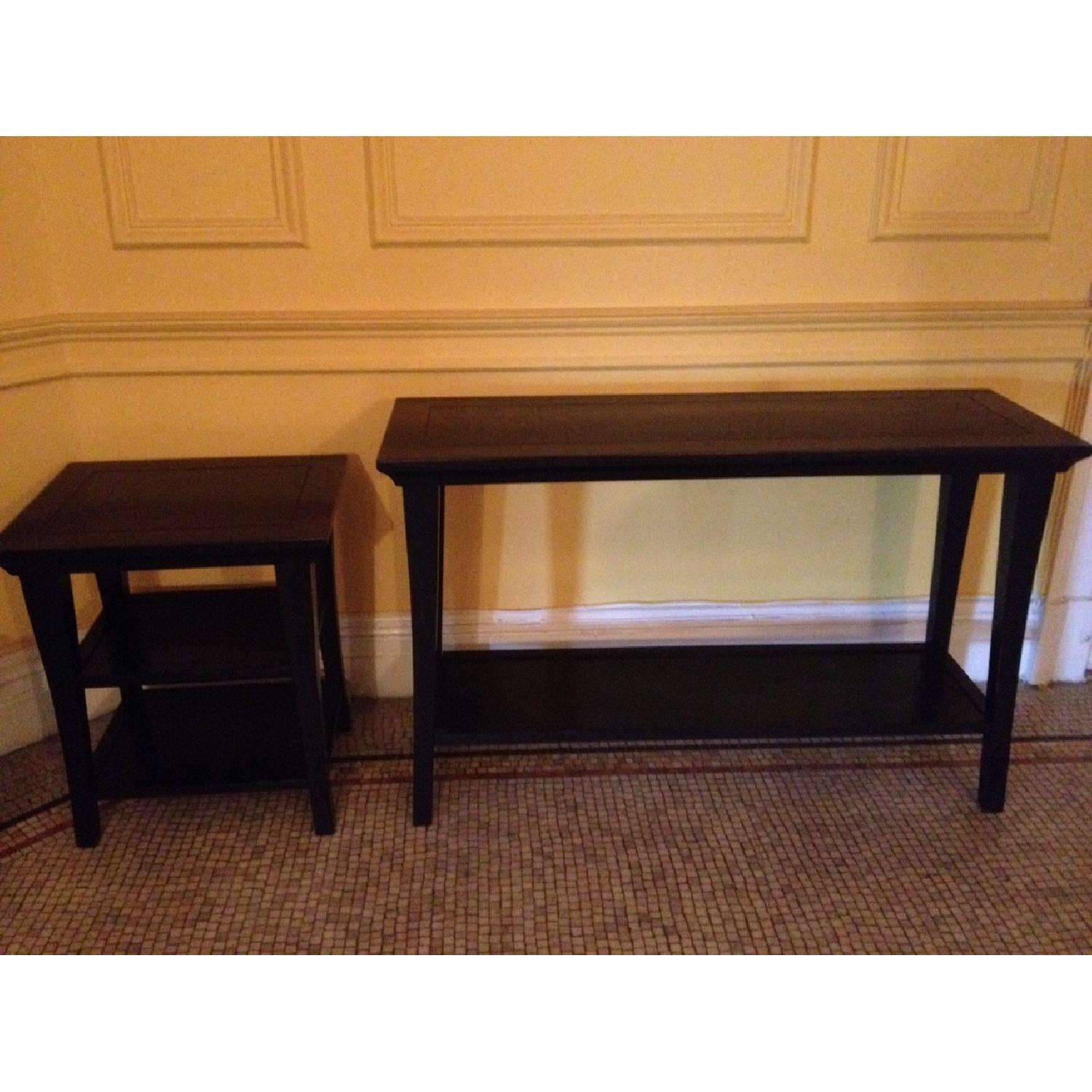 Pottery Barn Black Console + Side Table - image-1