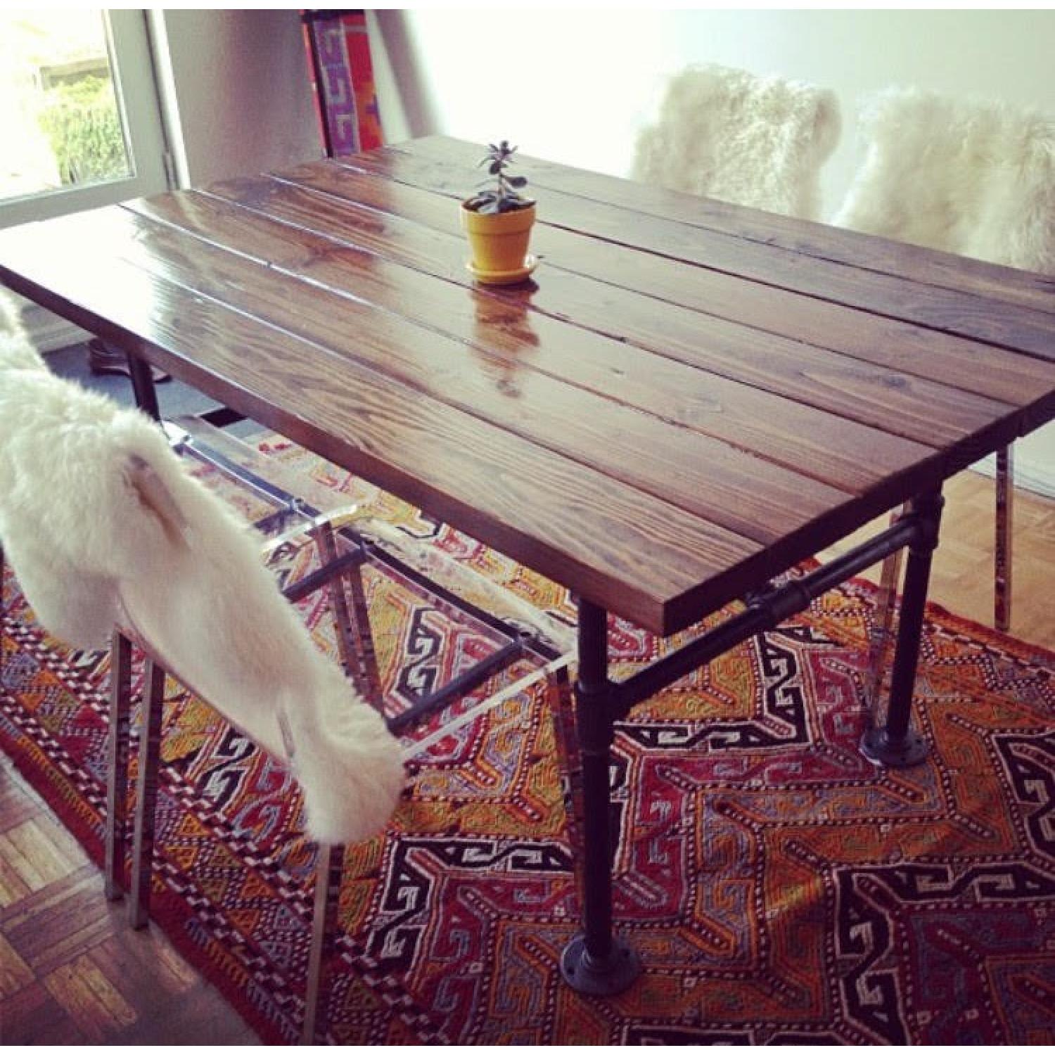 Industrial Plumbing Pipe Wood Dining Table - image-2