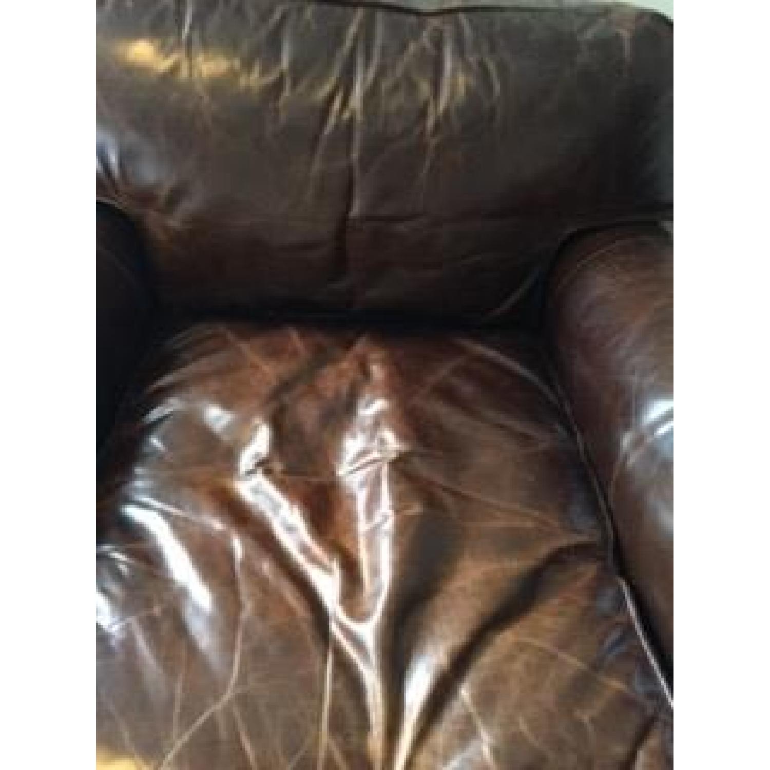 Restoration Hardware Leather Oversized Chair & Ottoman - image-3