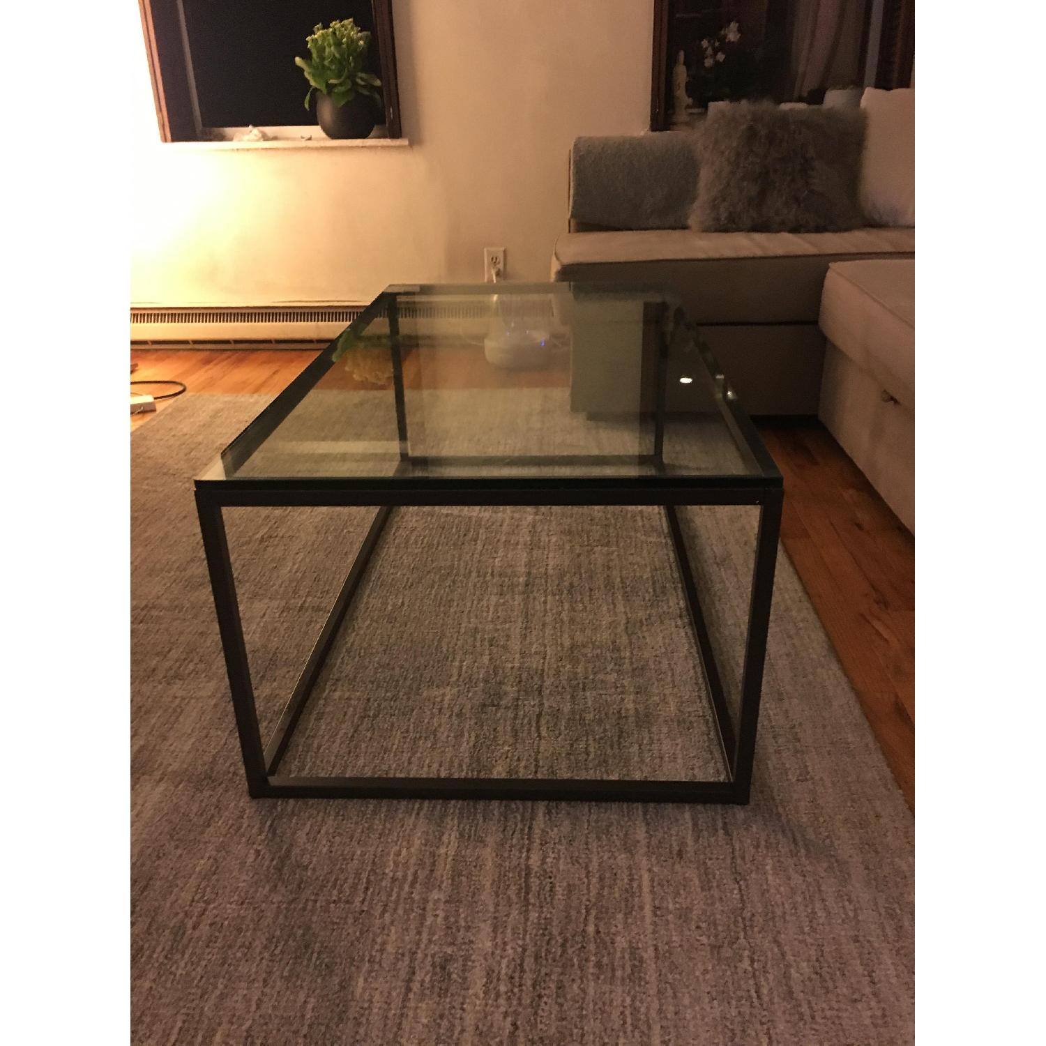 West Elm Box Frame Coffee Table w/ Glass Top AptDeco