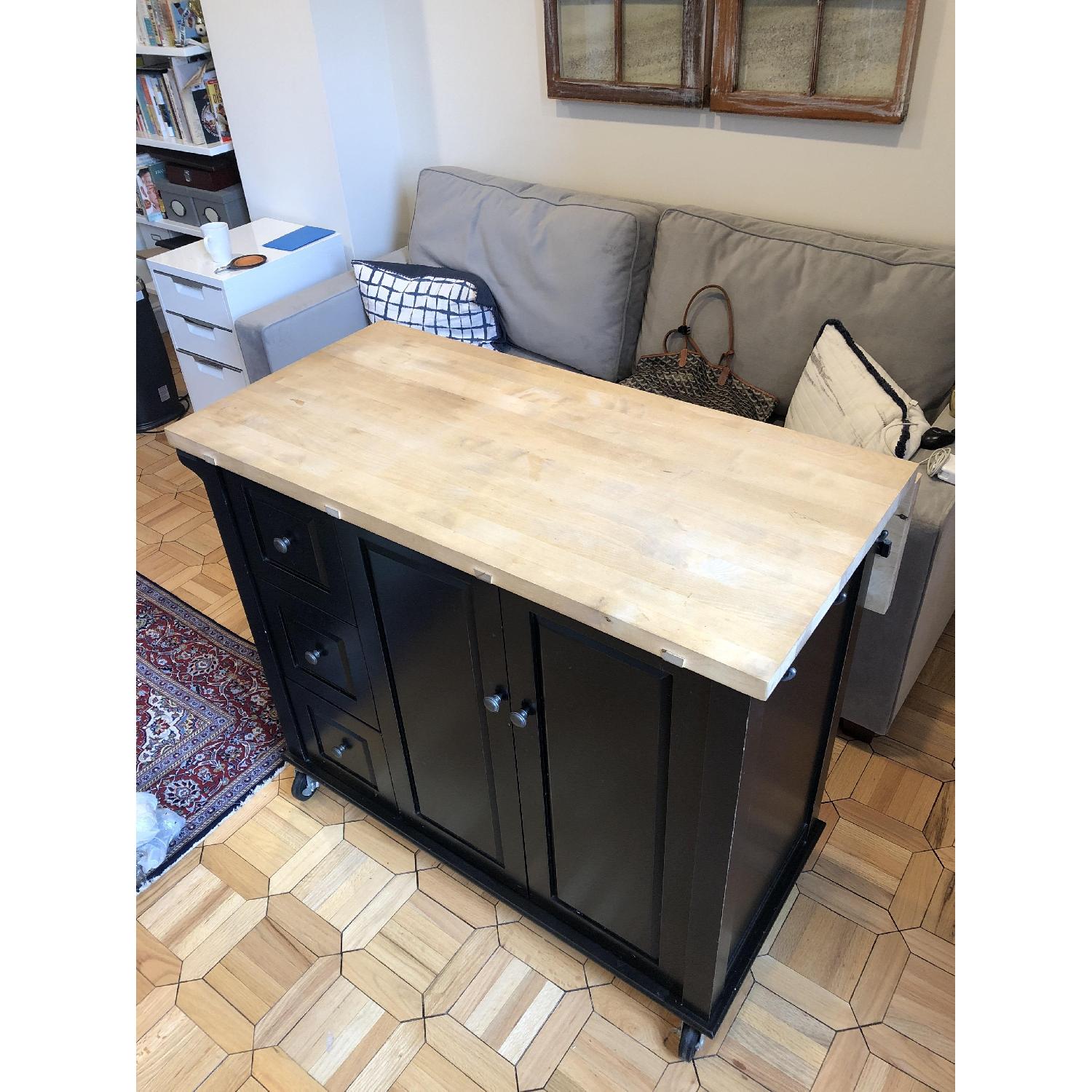 Crate & Barrel Kitchen Island w/ Butcher Block Top - image-2