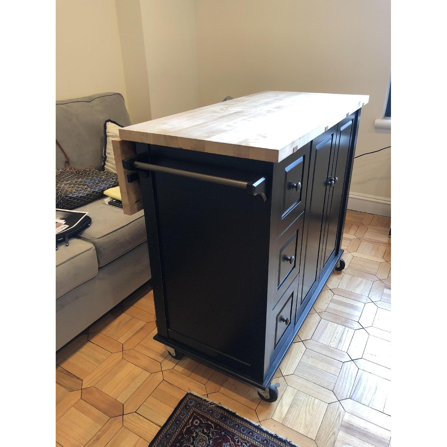 Crate & Barrel Kitchen Island w/ Butcher Block Top - image-3