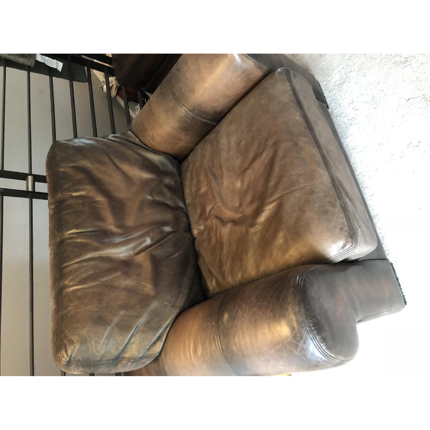 Pottery Barn Turner Roll Arm Leather Armchair - image-1